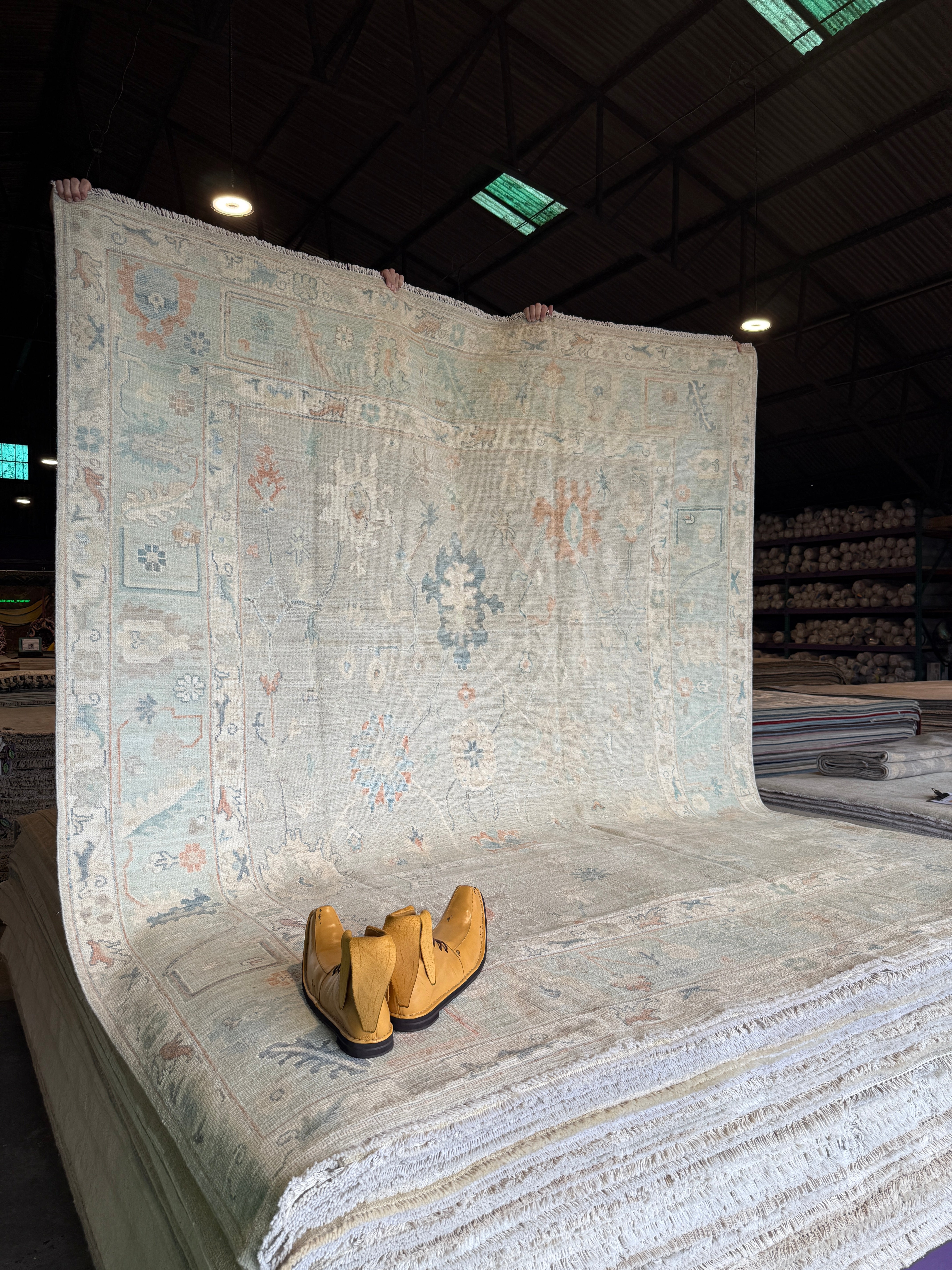 Suzanne Tyler 8.5x9.11 Light Blue Hand-Knotted Whitewashed Oushak