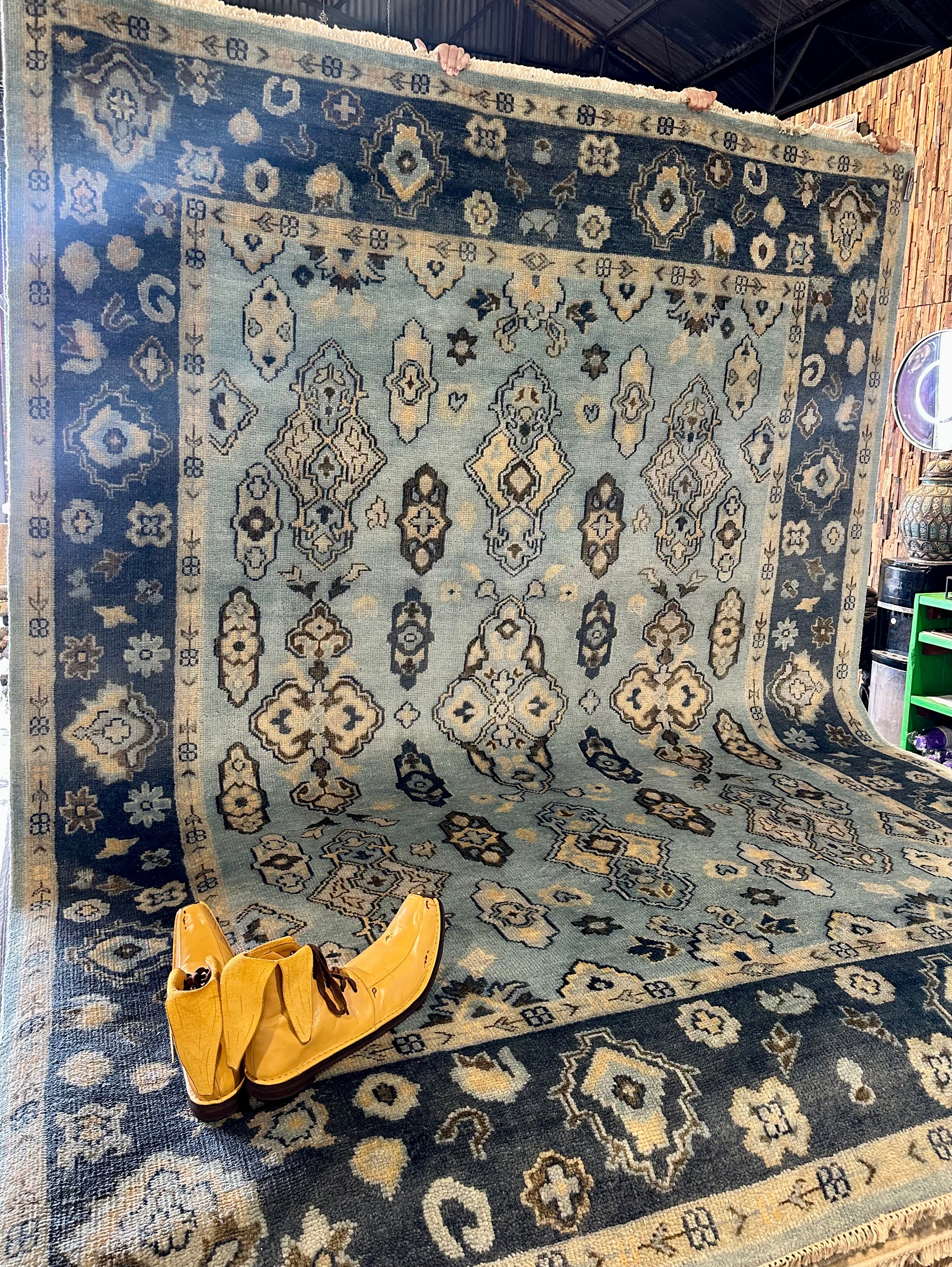 Shelley Winters 8x10.3 Light Blue and Blue Hand-Knotted Oushak Rug