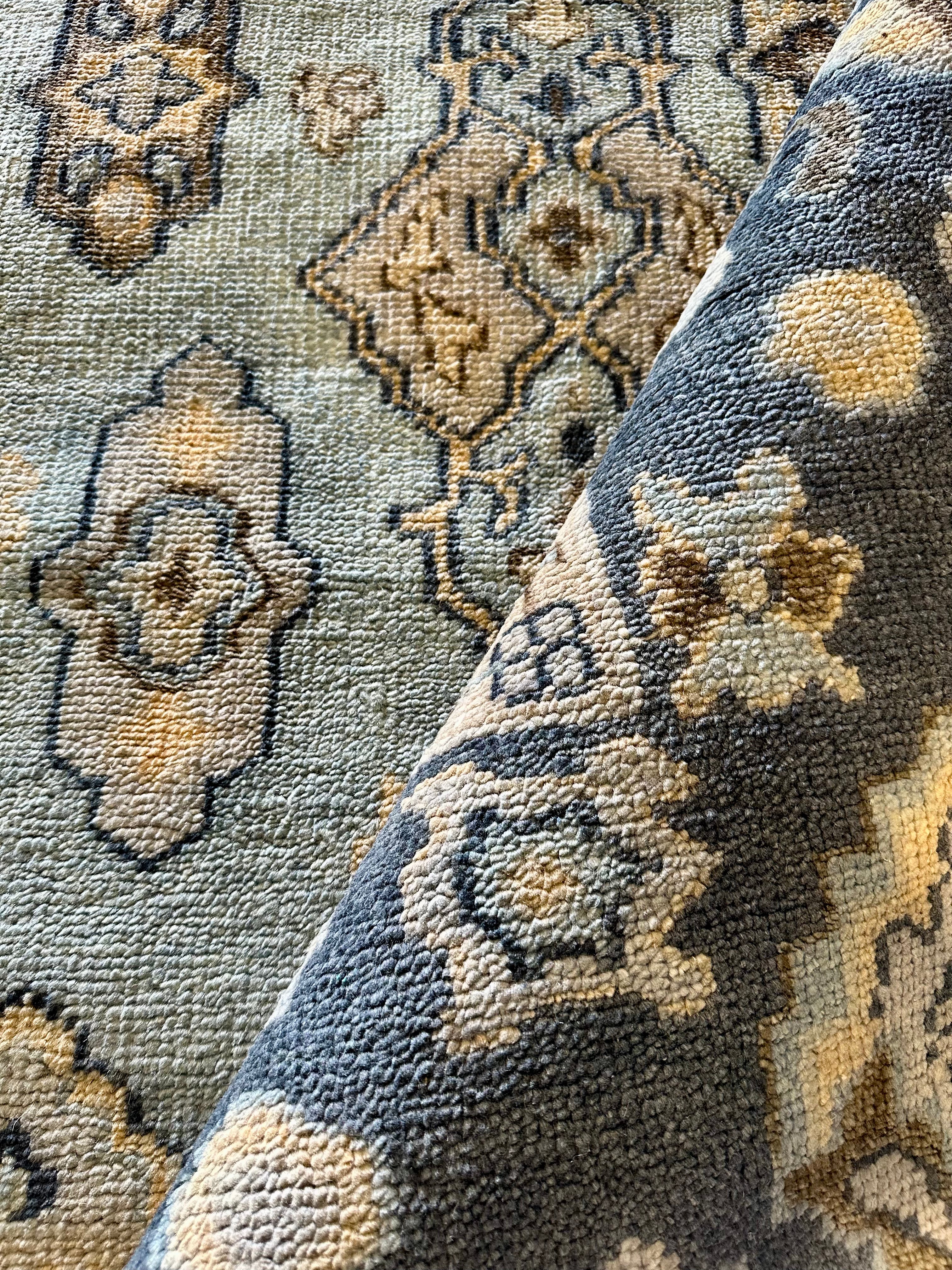 Shelley Winters 8x10.3 Light Blue and Blue Hand-Knotted Oushak Rug