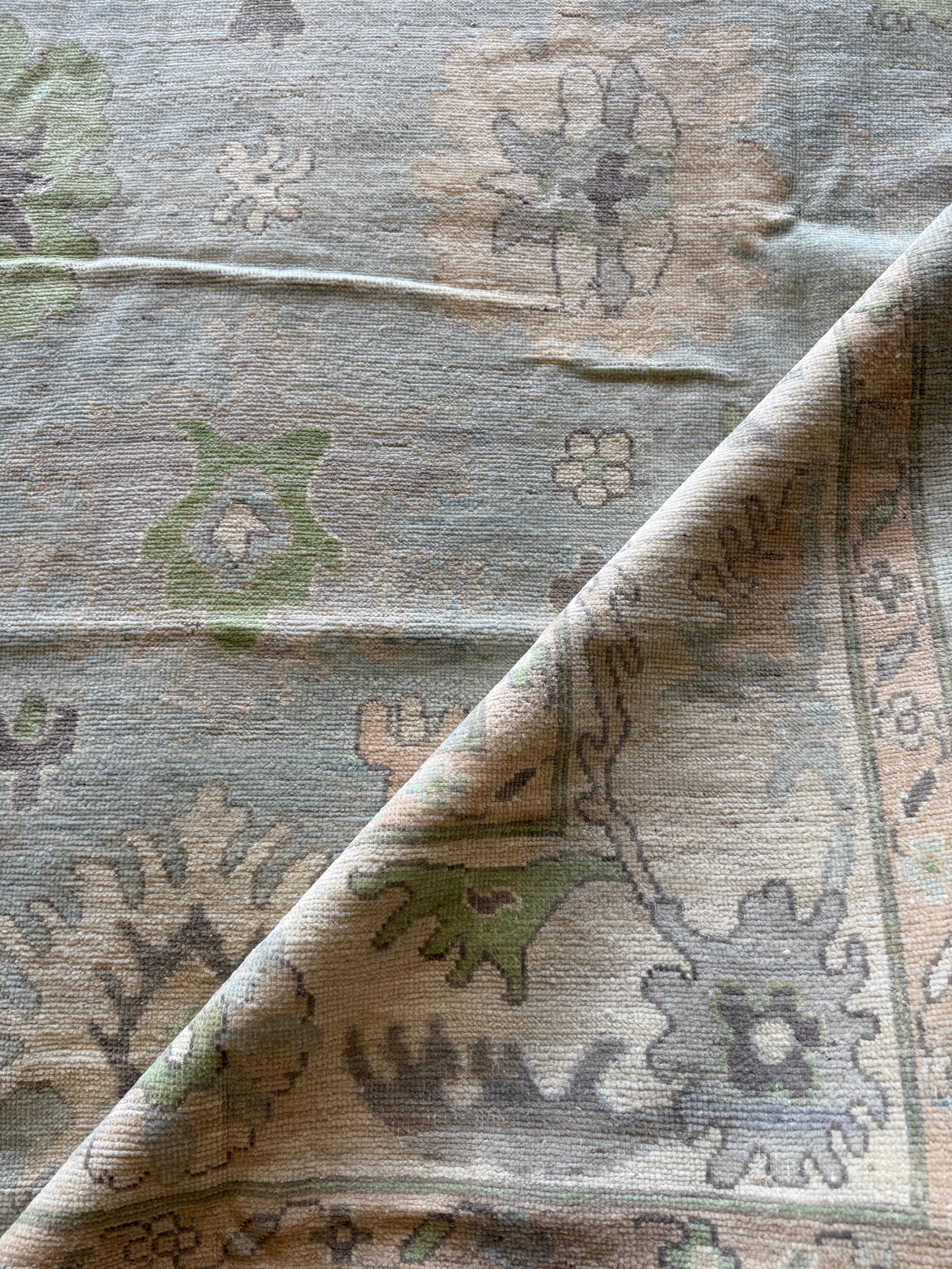 Zanna 7.11x10 Blue Hand-Knotted Whitewashed Oushak