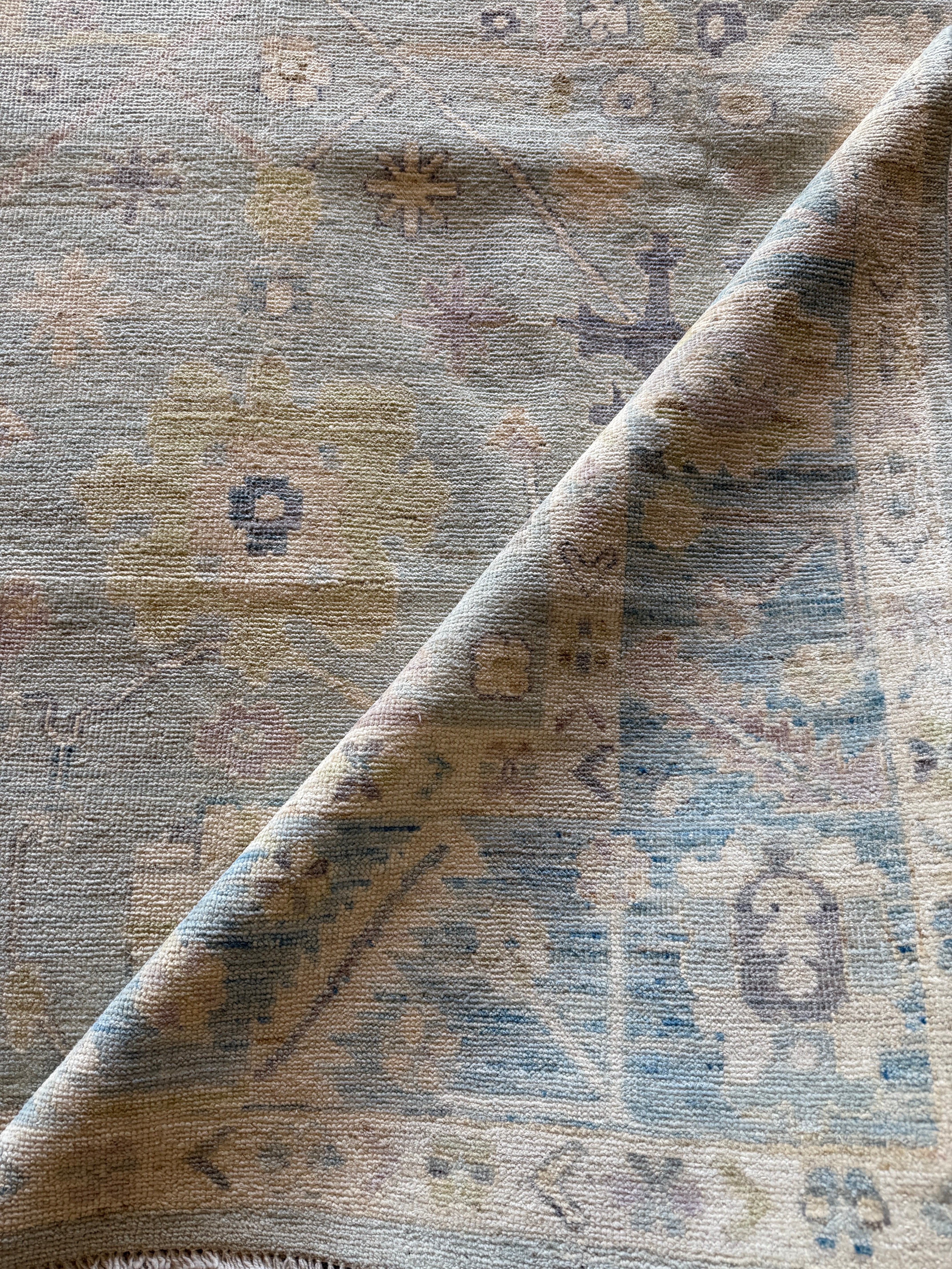 Dre's wife 8.1x9.10 Blue Hand-Knotted Whitewashed Oushak