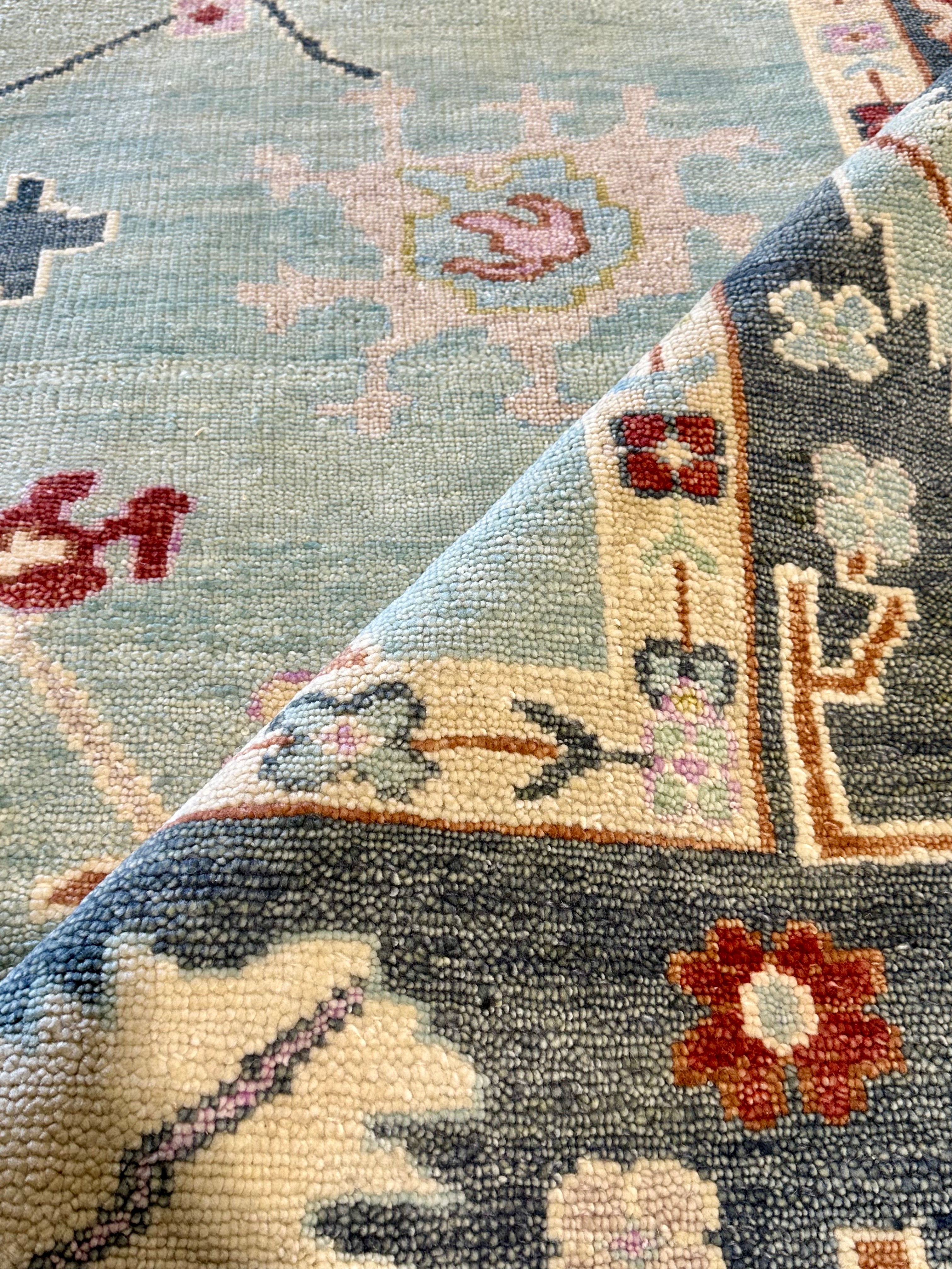 Elsie 8.3x10 Blue Hand-Knotted Oushak Rug