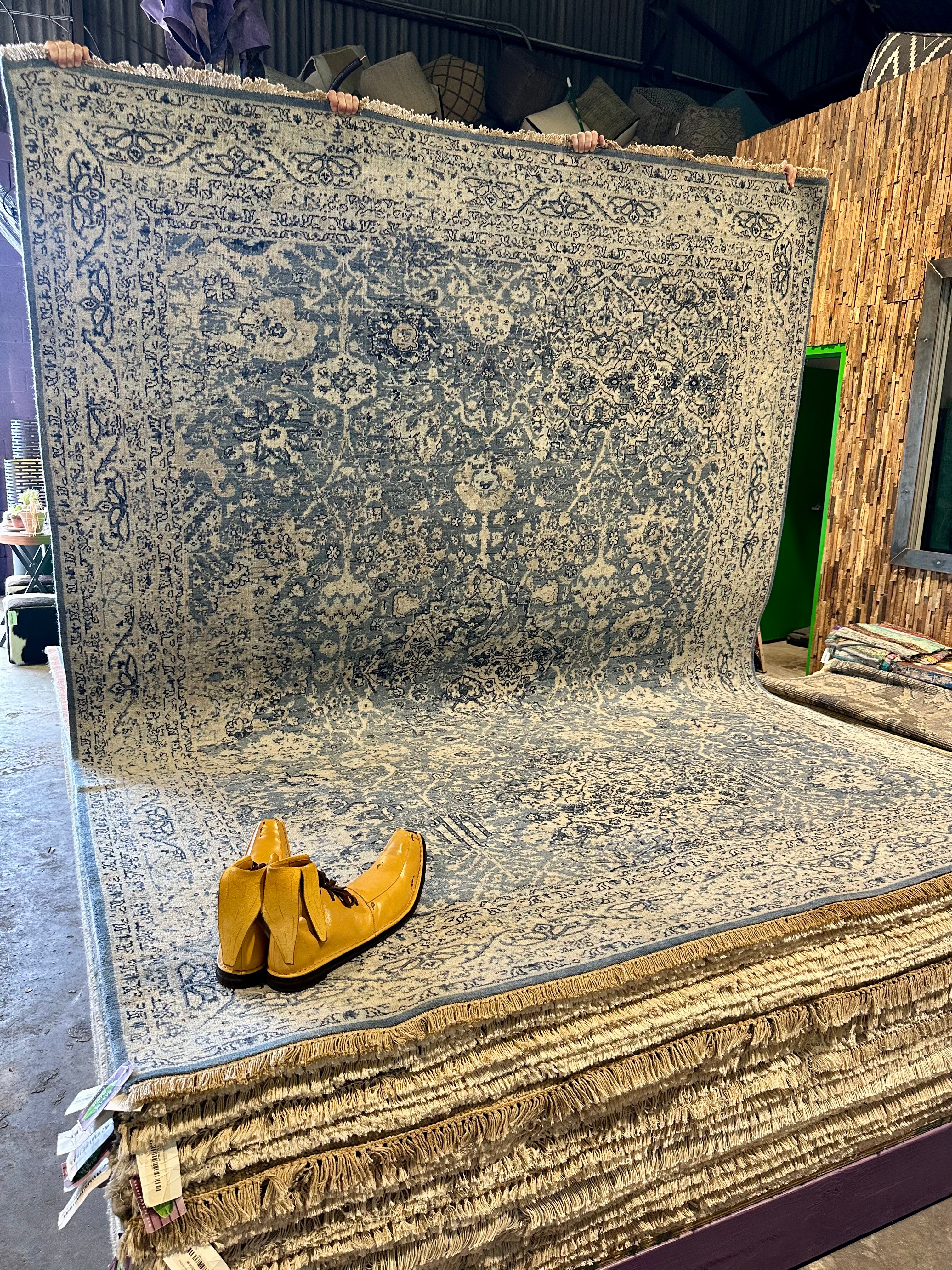 Maddison 8x10.3  Aqua Blue Hand-Knotted Oushak Rug