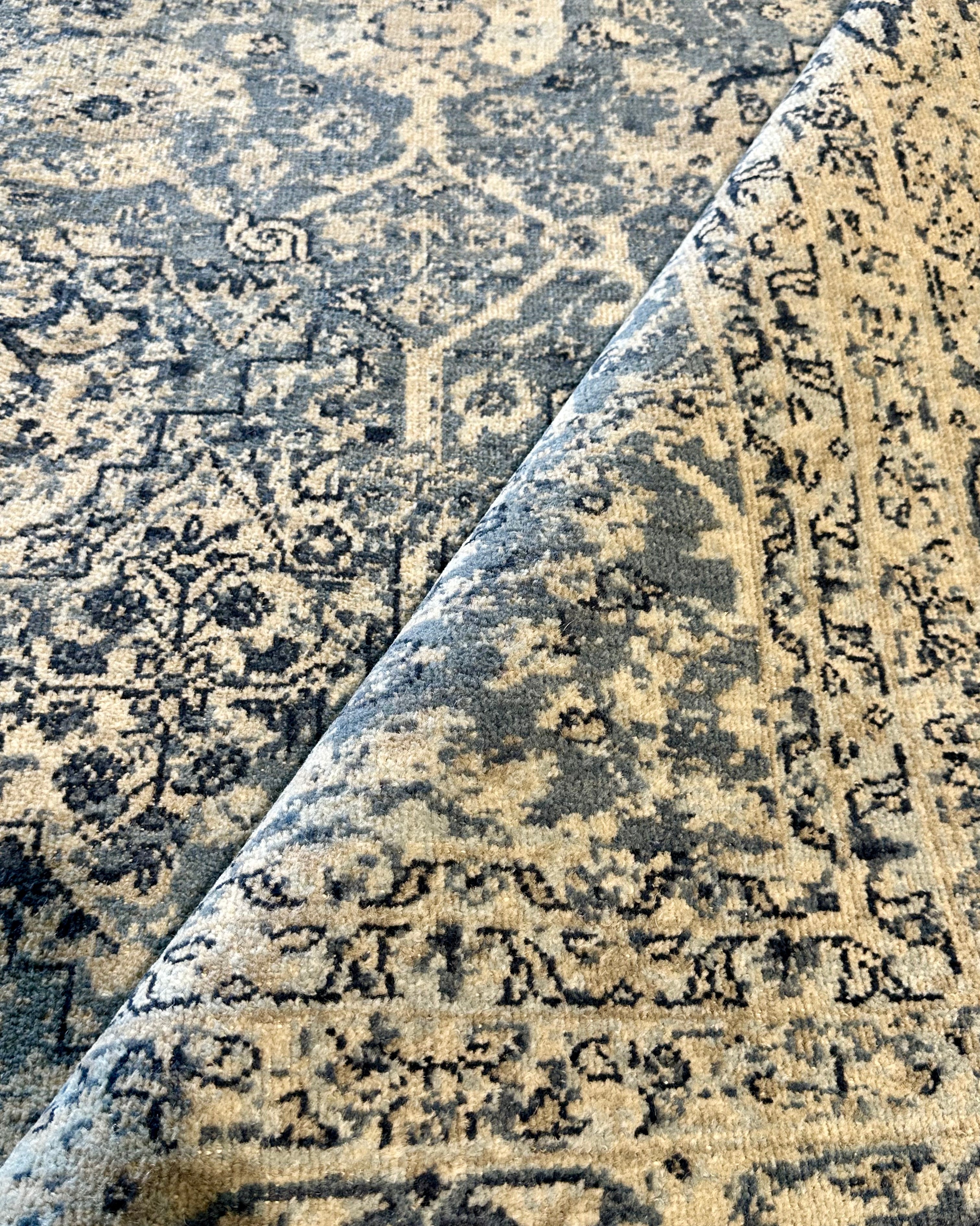 Maddison 8x10.3  Aqua Blue Hand-Knotted Oushak Rug