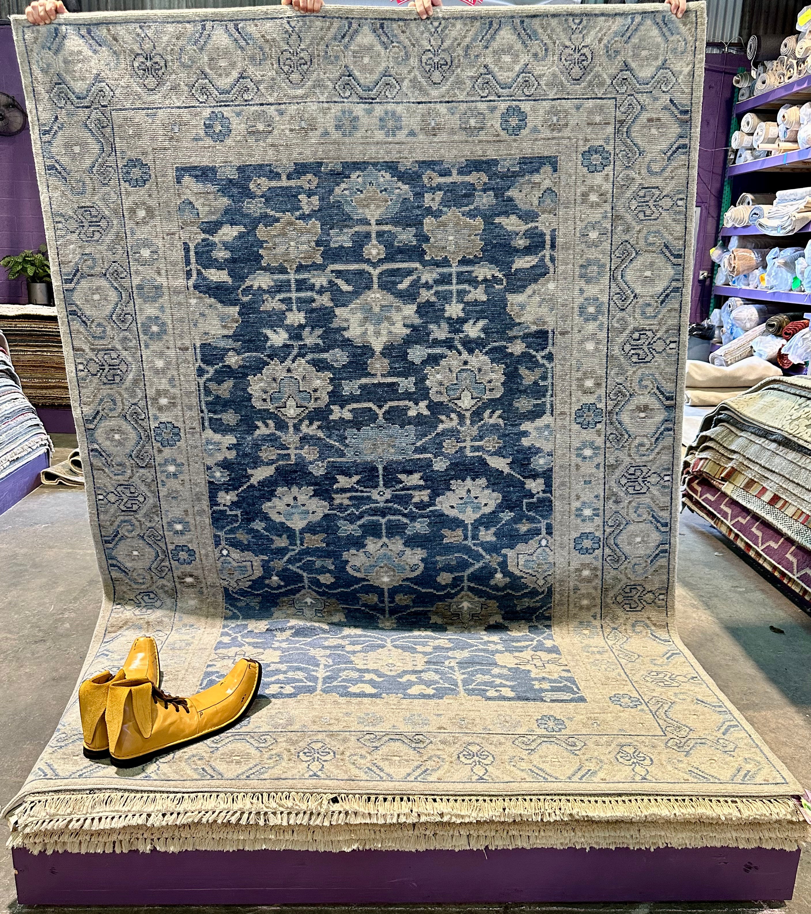 Chapelle (Multiple Sizes) Blue Hand-Knotted Oushak Rug