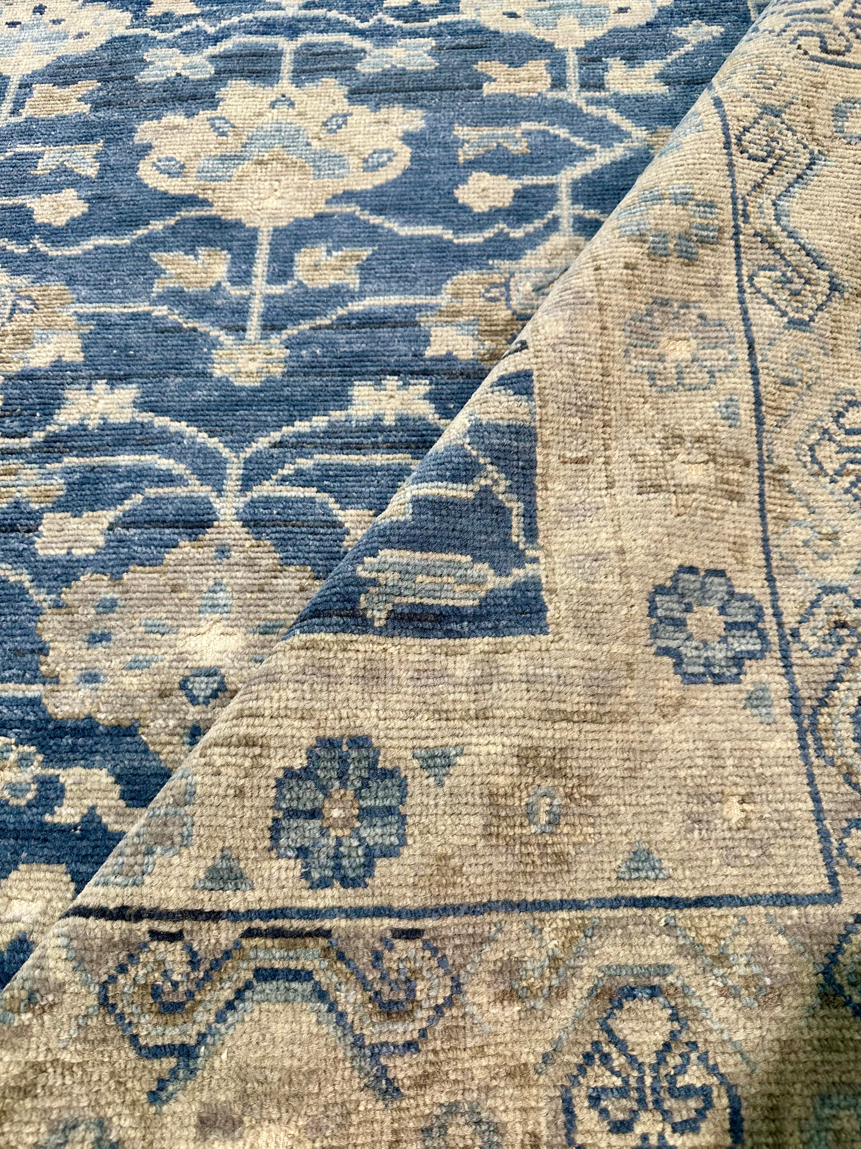 Chapelle (Multiple Sizes) Blue Hand-Knotted Oushak Rug