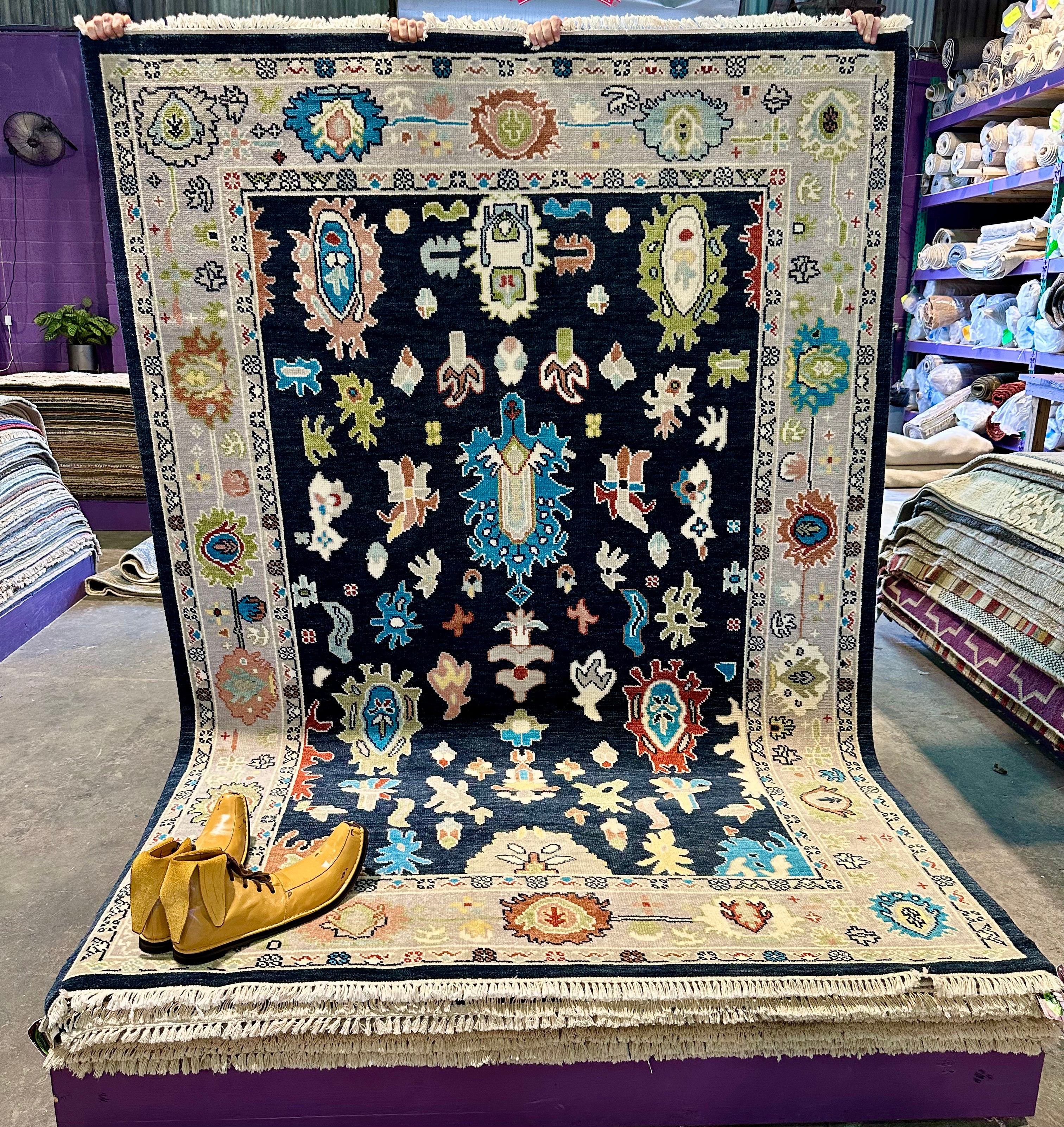 Shay 6x9 Blue and Grey Hand-Knotted Oushak Rug