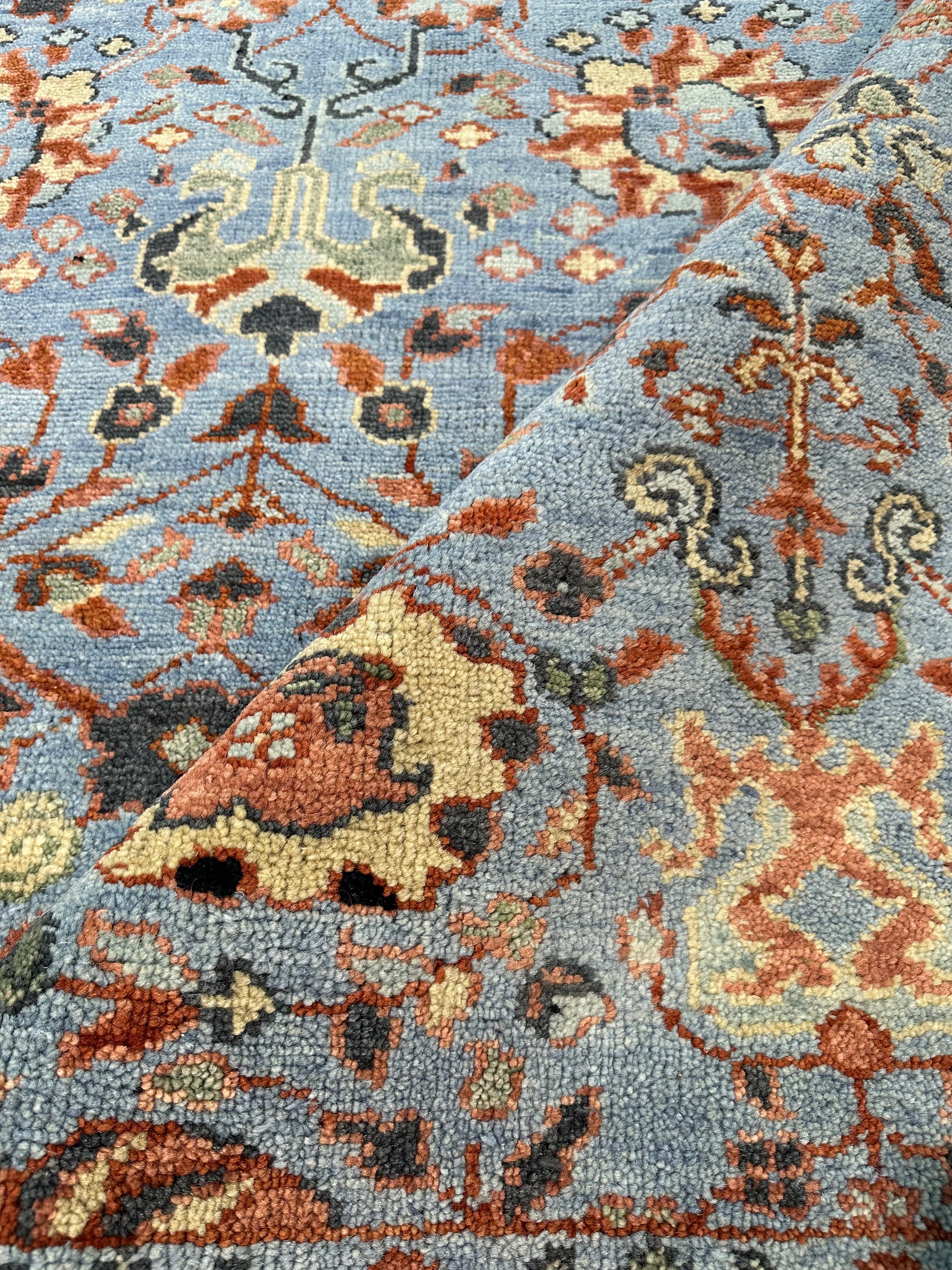 Isla Fisher 6.3x9 Hand-Knotted Oushak Rug Light Blue