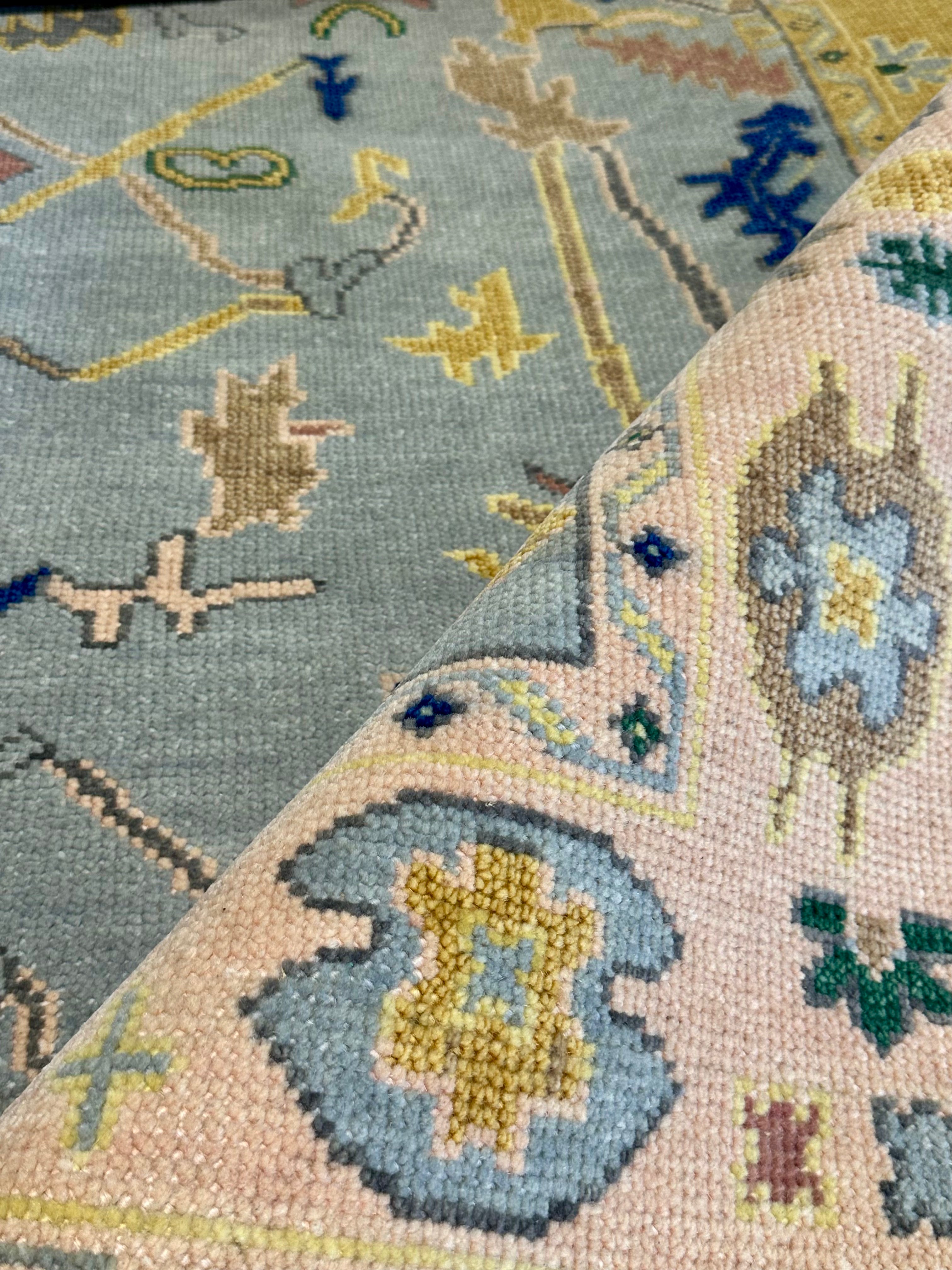 Sharon Ventura  5x7 Sky Blue Hand-Knotted Oushak Rug