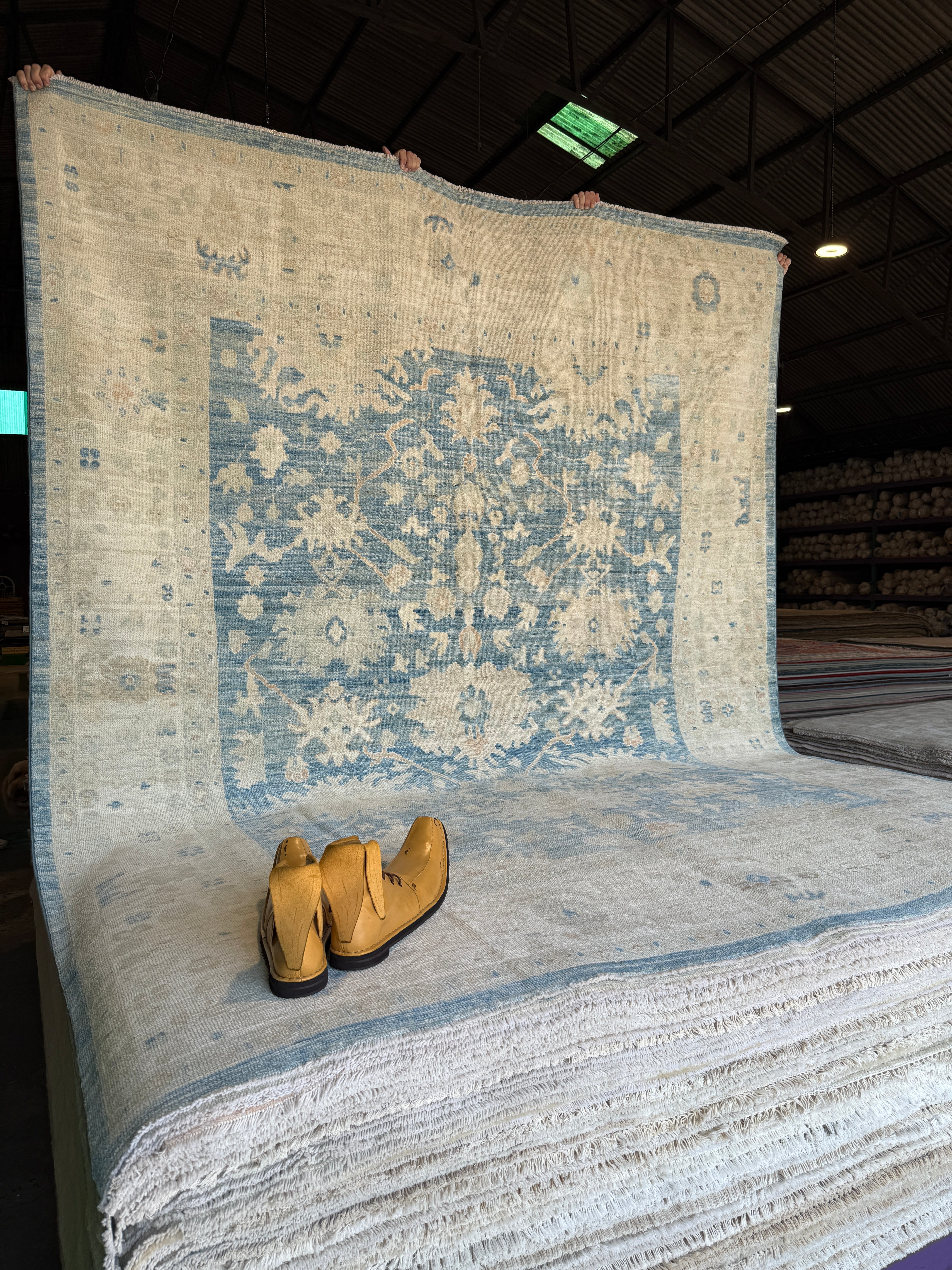 Billie Piper 8.2x10.3 Blue Afghani Whitewashed Oushak