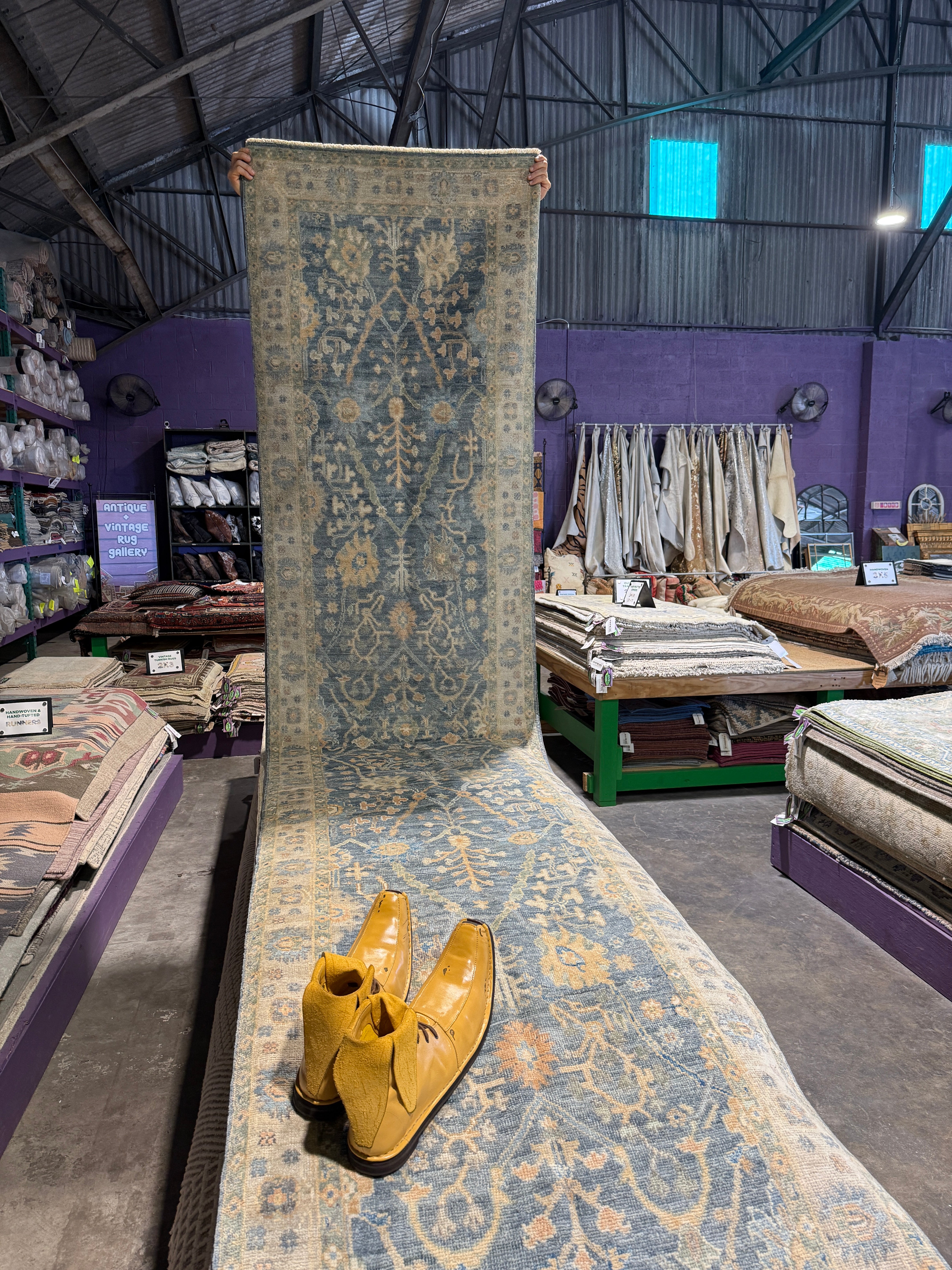 Isabella Russell 3x16.4 Blue Afghani Whitewashed Oushak Runner