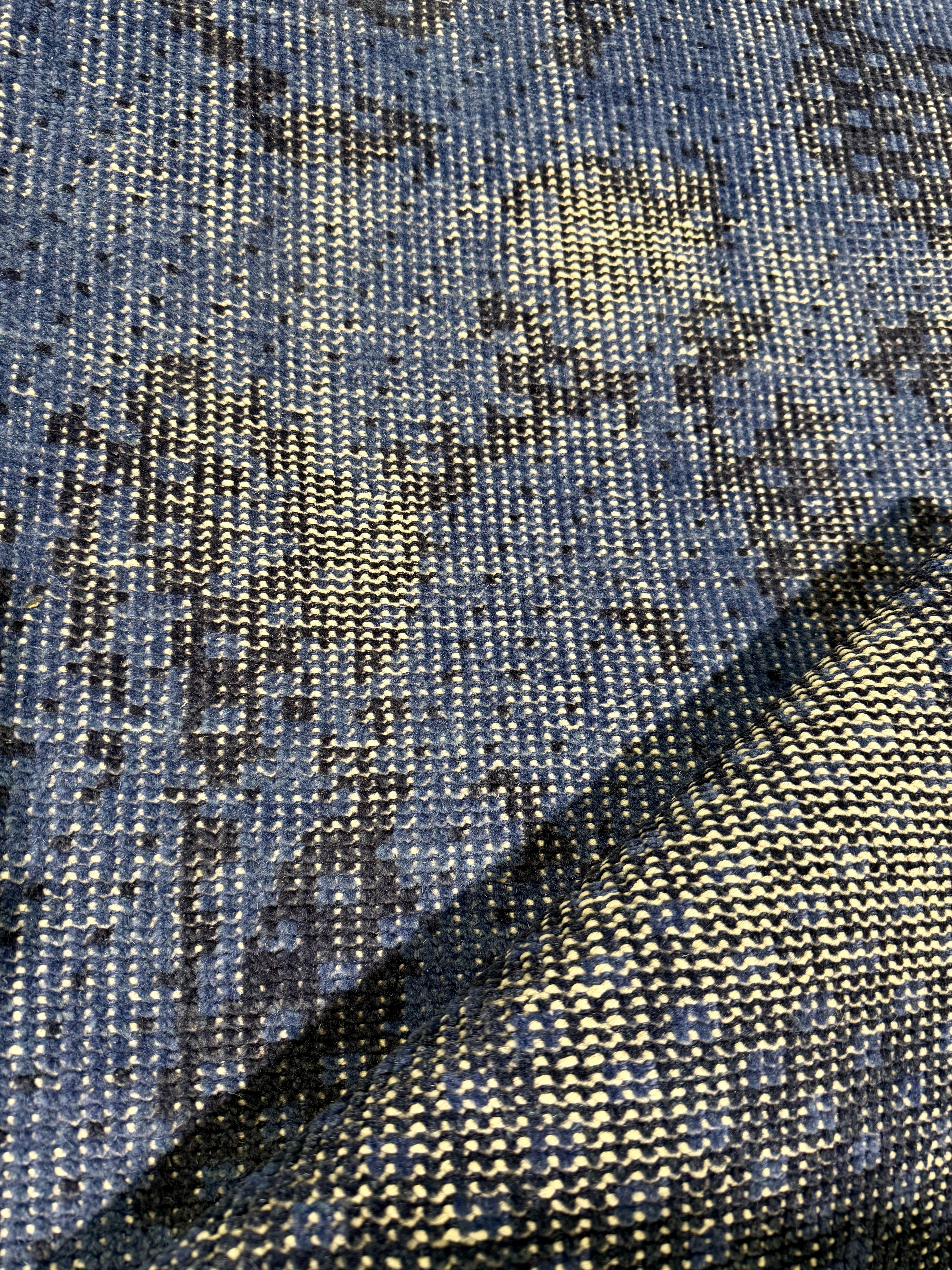 Paolo Rotondo 2.6x8 Hand-Knotted Modern Blue Abstract Runner Rug