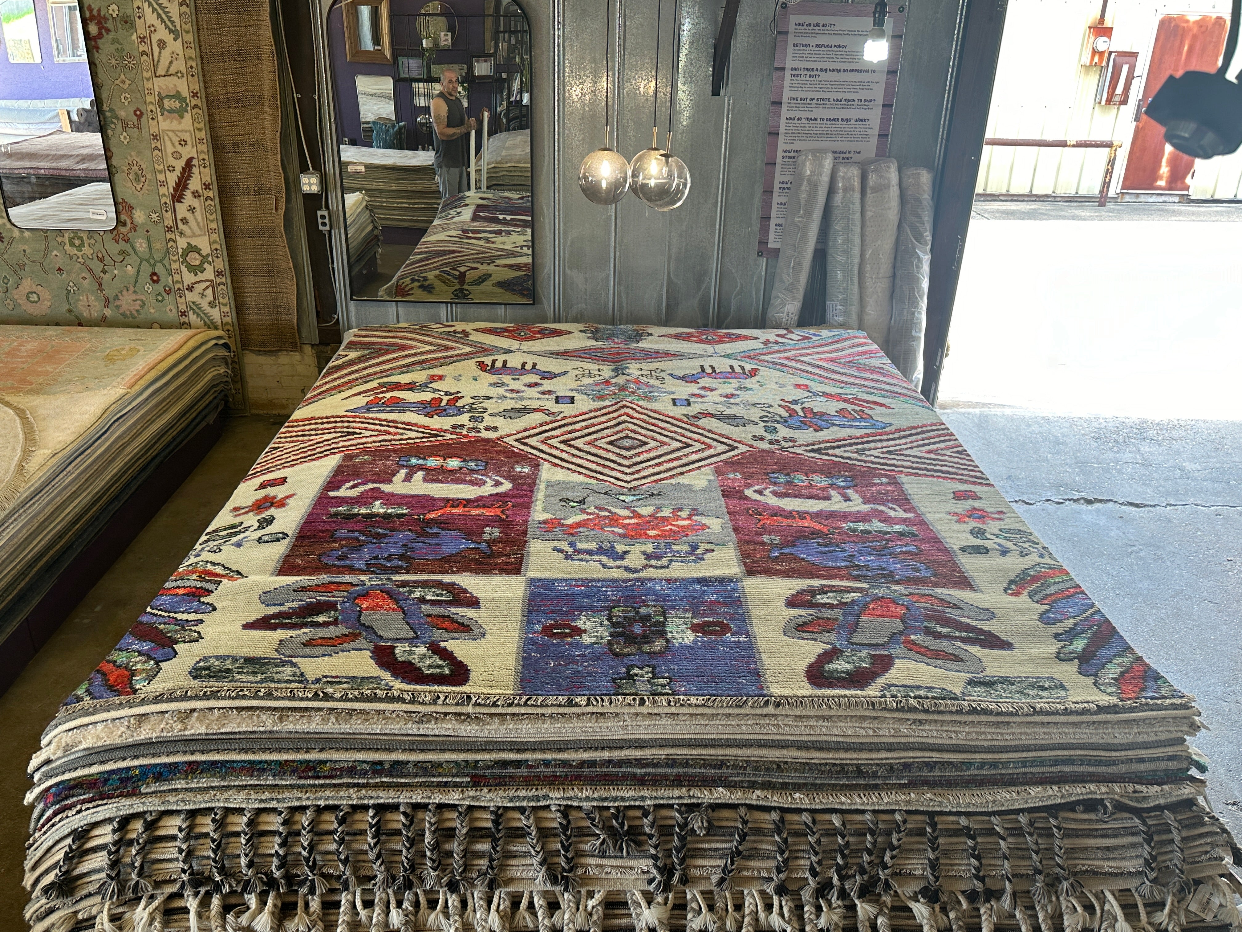 Zach Shallcross 9x11.9 Hand Knotted Beige Mix High Low