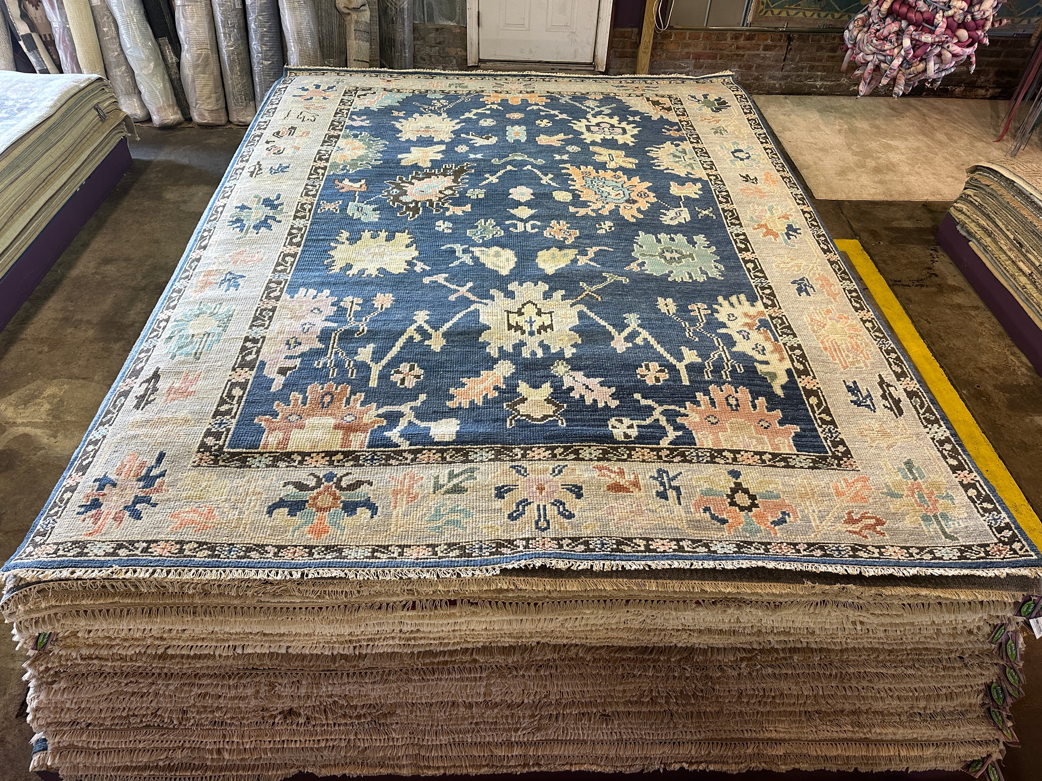 Concetta 9x11.9 Blue & Light Grey Turkish Oushak