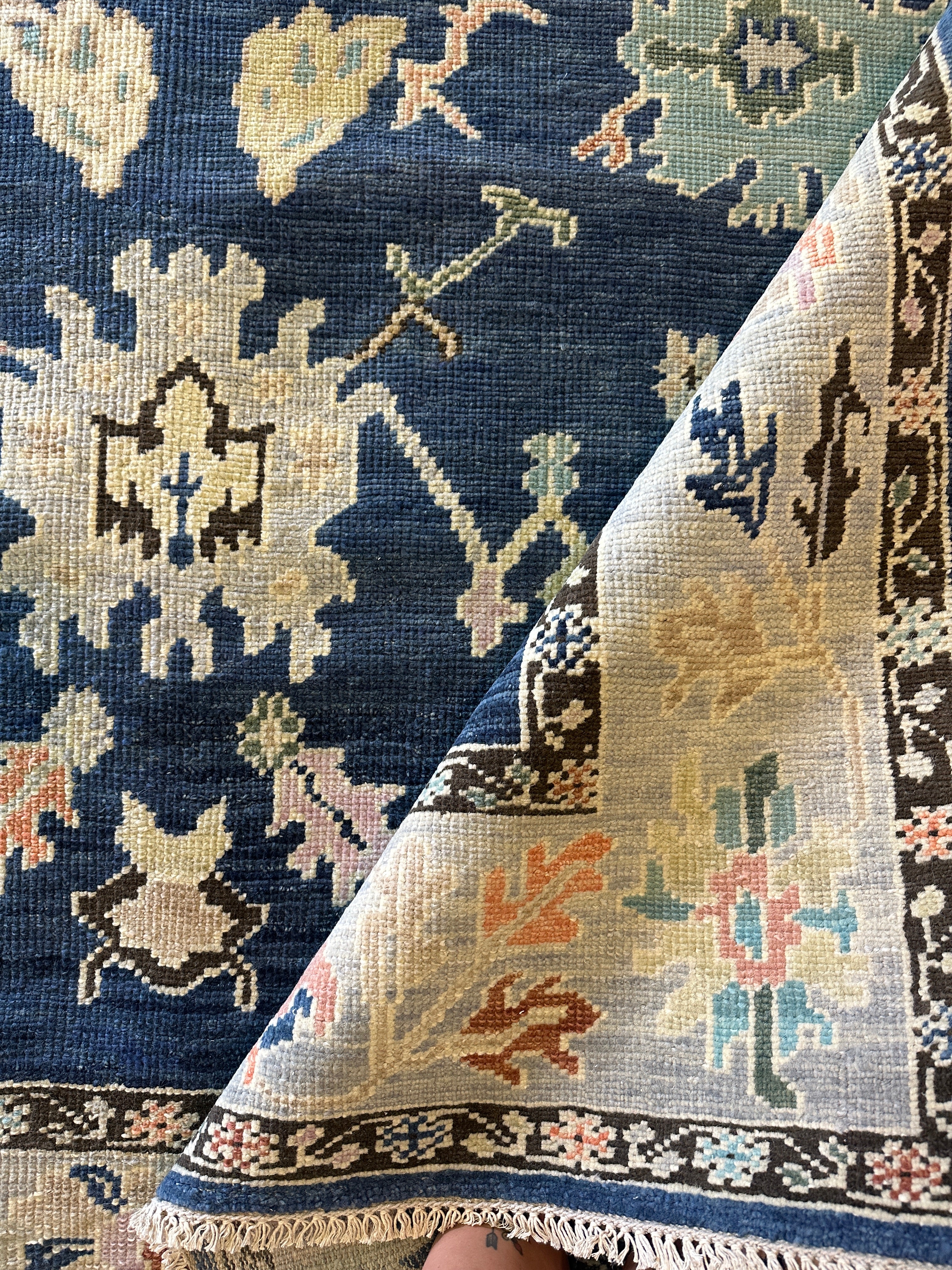 Concetta 9x11.9 Blue & Light Grey Turkish Oushak