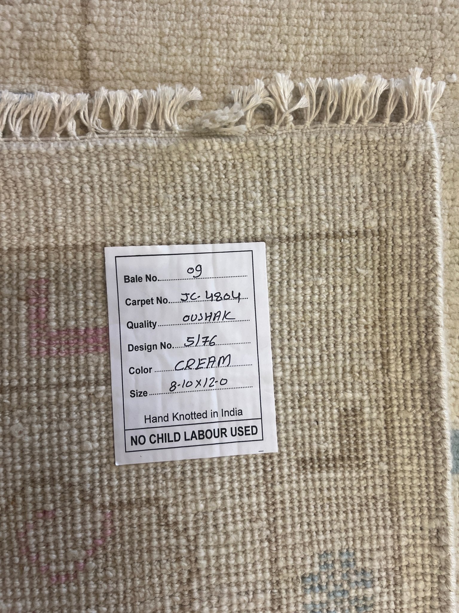 Ania 8.10x12.0 Hand-Knotted Cream and Blue Oushak | Banana Manor Rug Factory Outlet