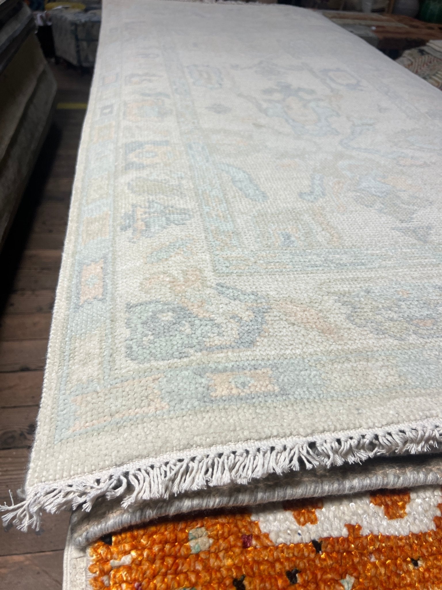 Anna 3.0x6.4 Hand-Knotted Cream and Gray Oushak | Banana Manor Rug Factory Outlet