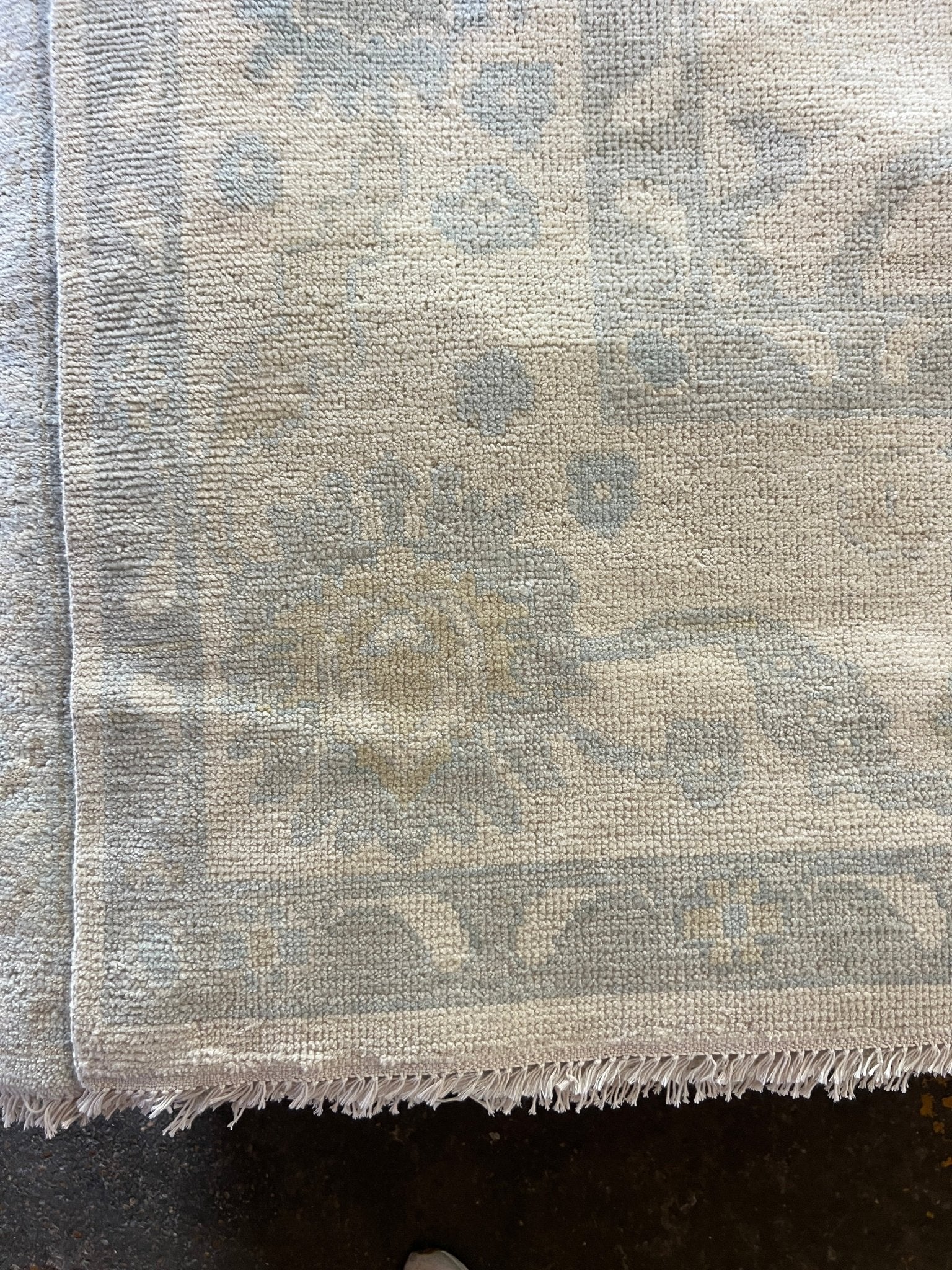 Anya 8.9x12.3 Hand-Knotted Cream and Blue Oushak | Banana Manor Rug Factory Outlet