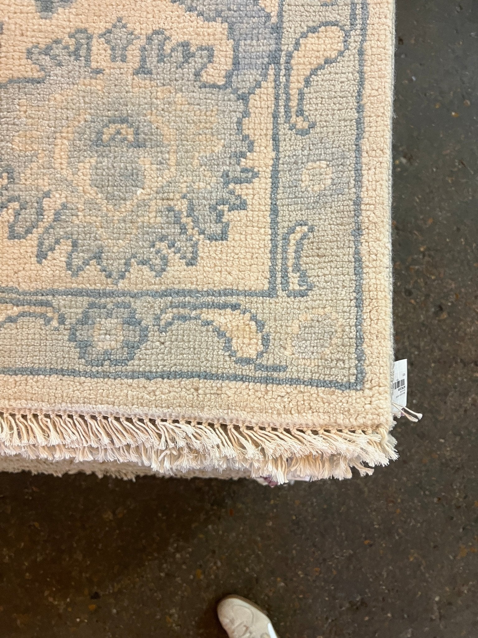 Camille Cottin 8.1x10.0 Hand-Knotted Cream and Green Oushak | Banana Manor Rug Factory Outlet