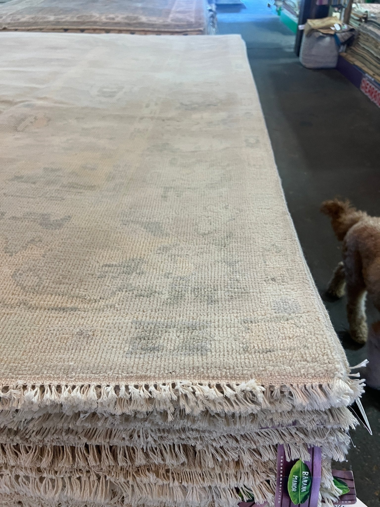 Carolyn Martens 7.11x10.0 Hand-Knotted Cream and Silver Oushak | Banana Manor Rug Factory Outlet