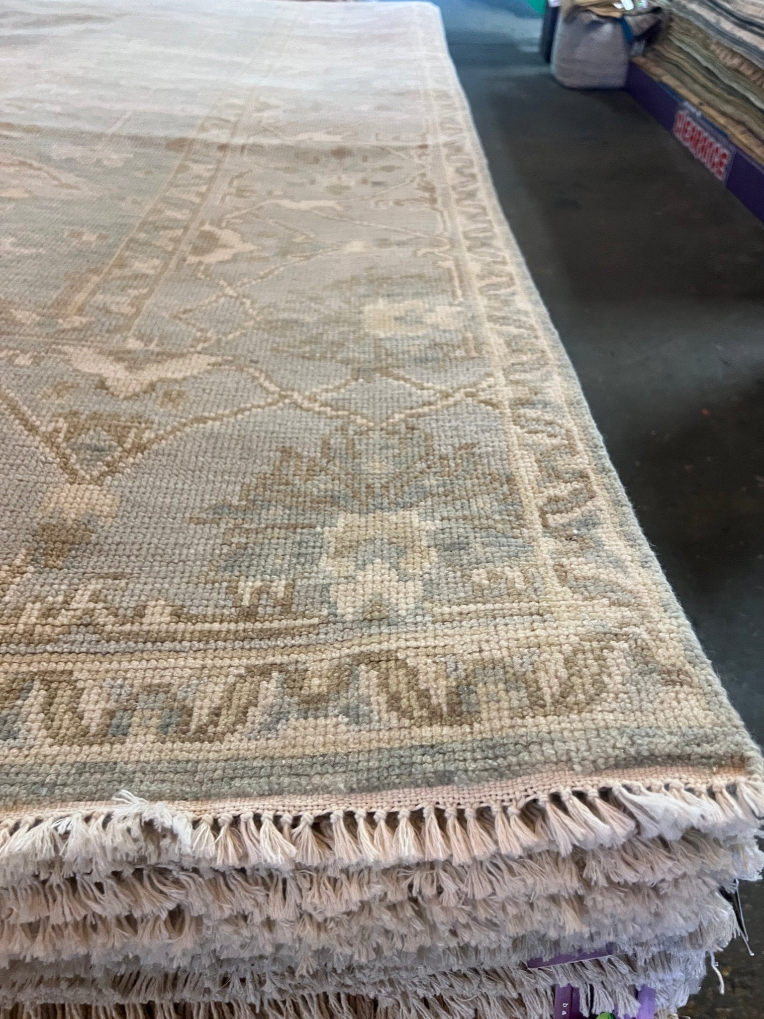 Elena 8.0x10.3 Hand-Knotted Cream and Gray Oushak | Banana Manor Rug Factory Outlet