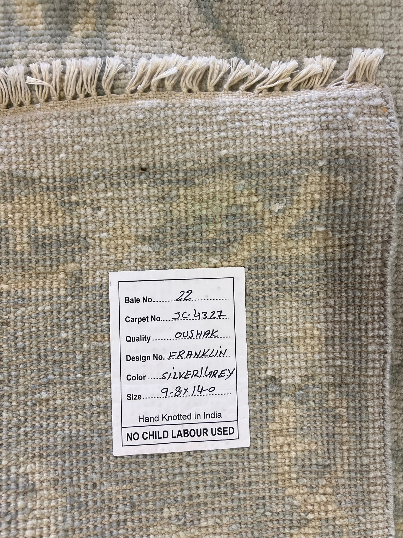 Evgenia 9.8x14 Hand-Knotted Cream and Silver Oushak | Banana Manor Rug Factory Outlet