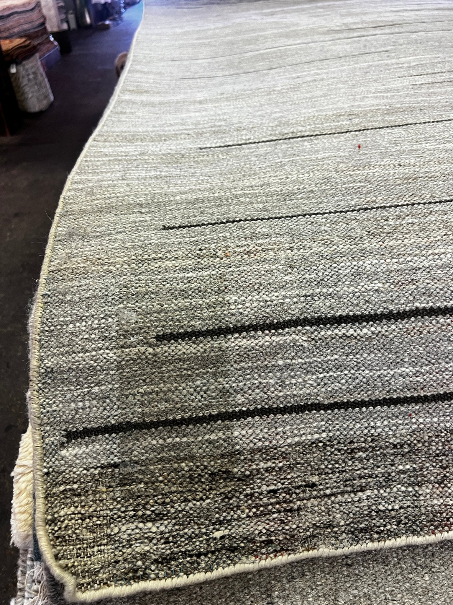 Freret 8.3x10 Handwoven Beige Lines Durrie | Banana Manor Rug Factory Outlet