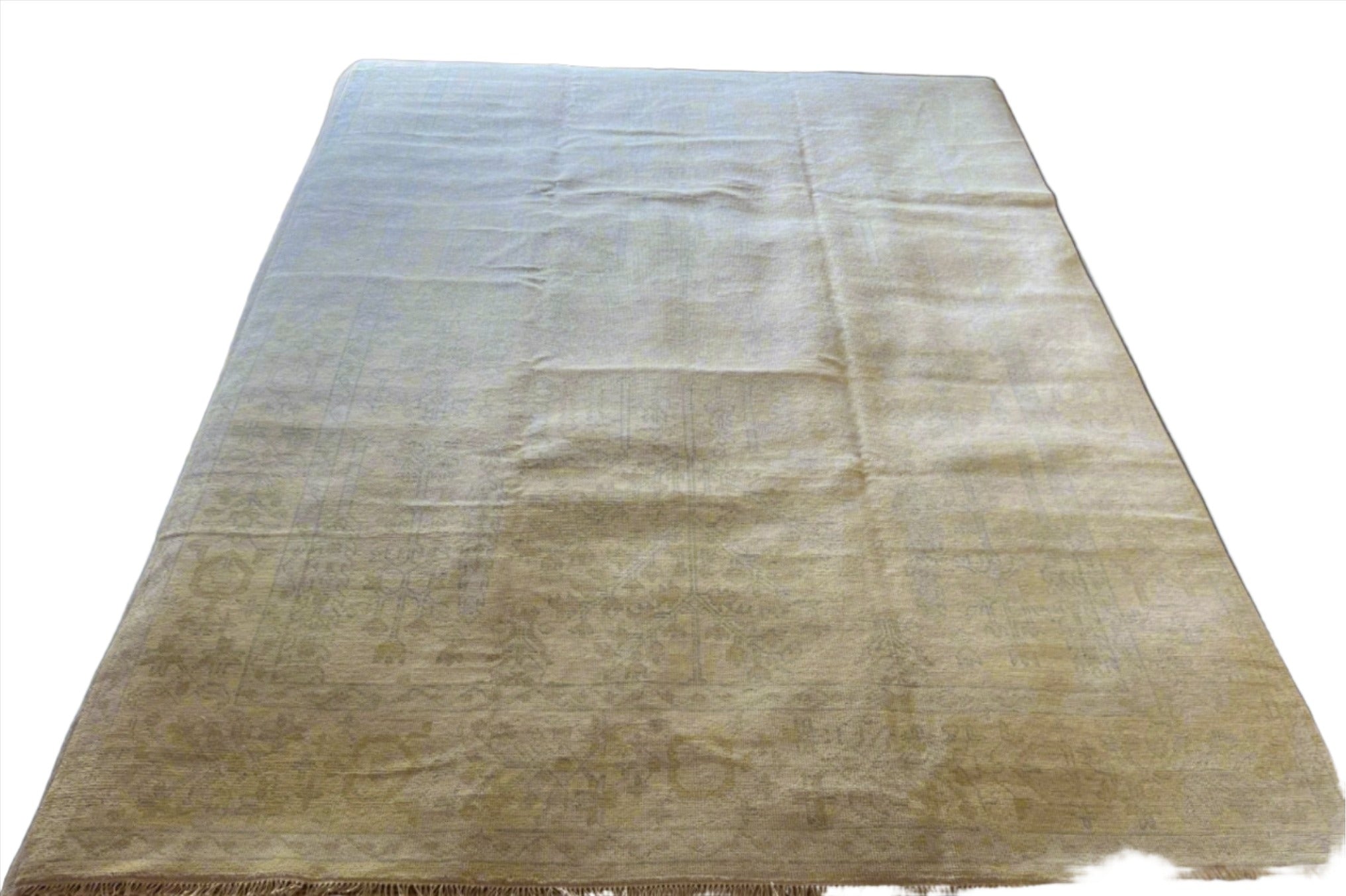 Geraldine 8.11x12.6 Hand-Knotted Cream and Silver Oushak | Banana Manor Rug Factory Outlet