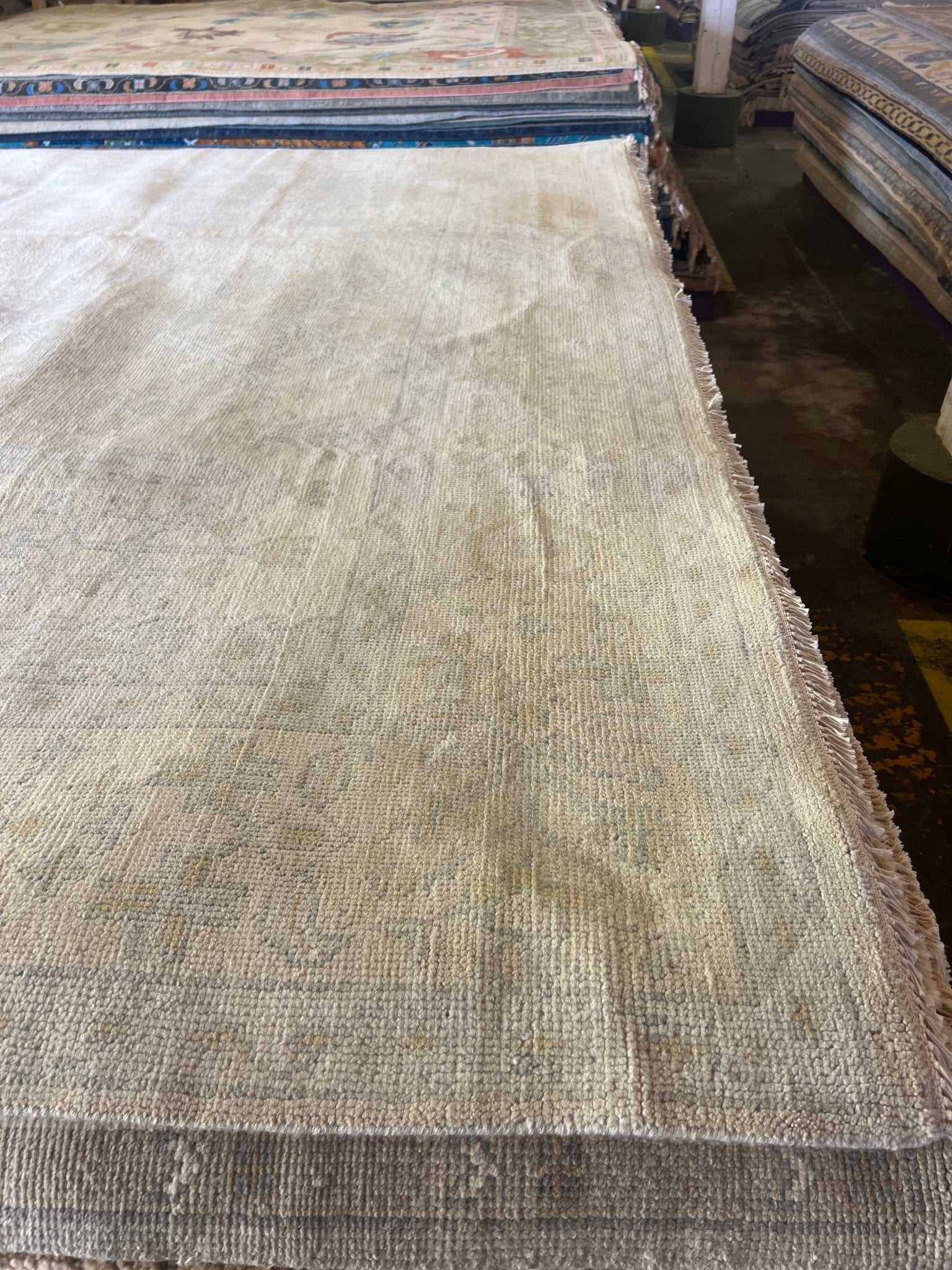 Geraldine 8.11x12.6 Hand-Knotted Cream and Silver Oushak | Banana Manor Rug Factory Outlet