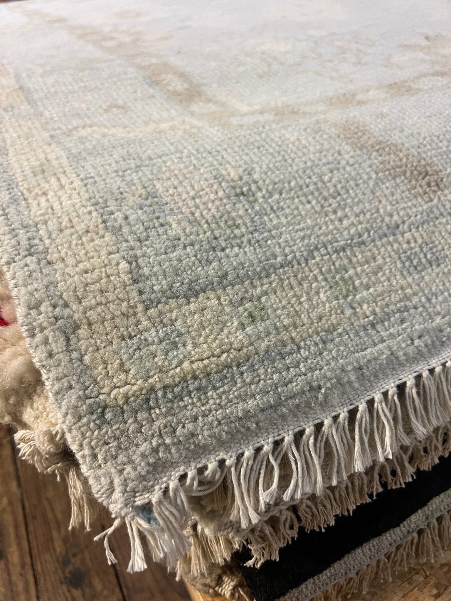Greer 3x5.2 Hand-Knotted Cream and Green Oushak | Banana Manor Rug Factory Outlet