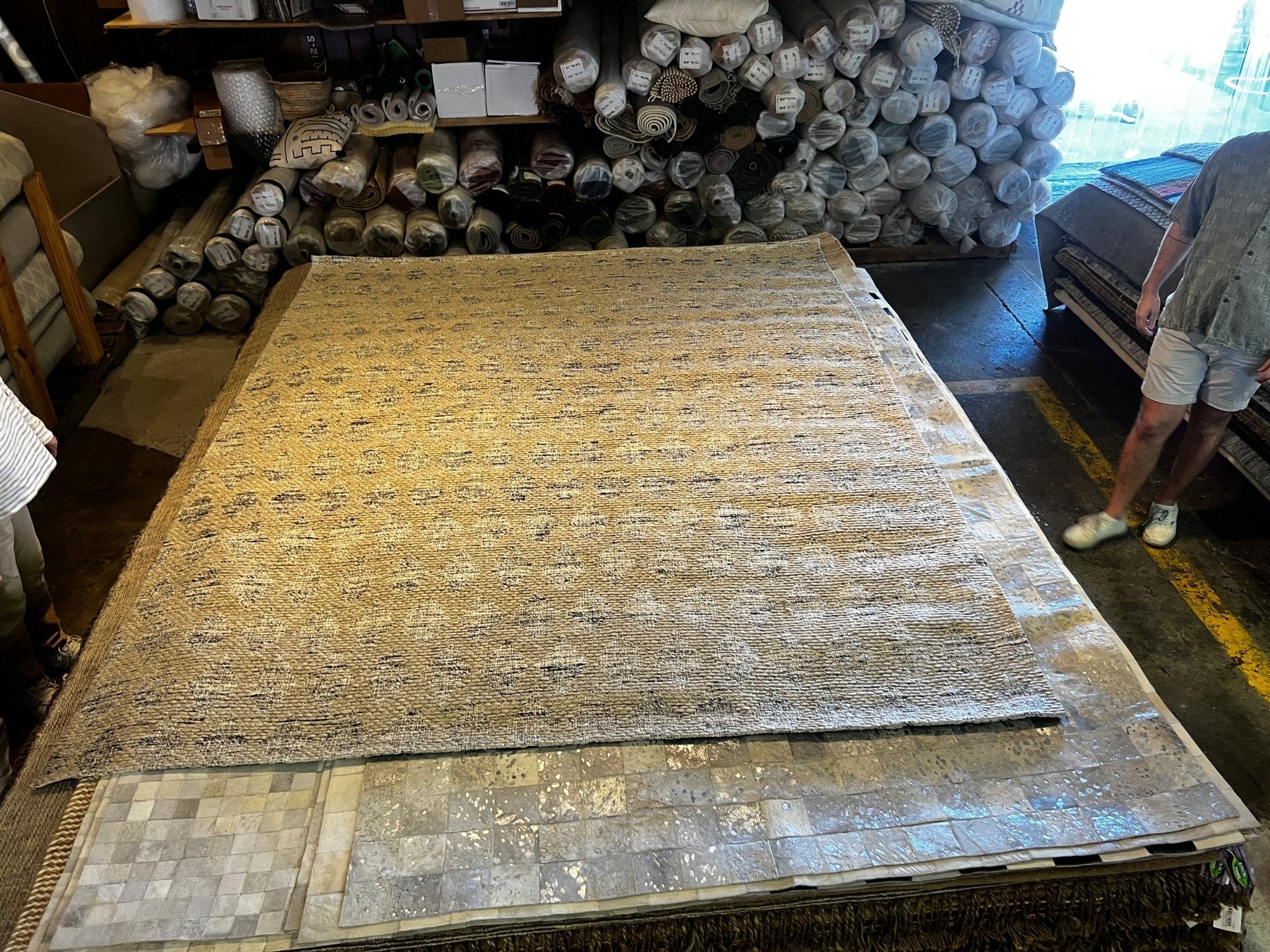 Griff 8x10 Handwoven Beige Jacquard Durrie | Banana Manor Rug Factory Outlet