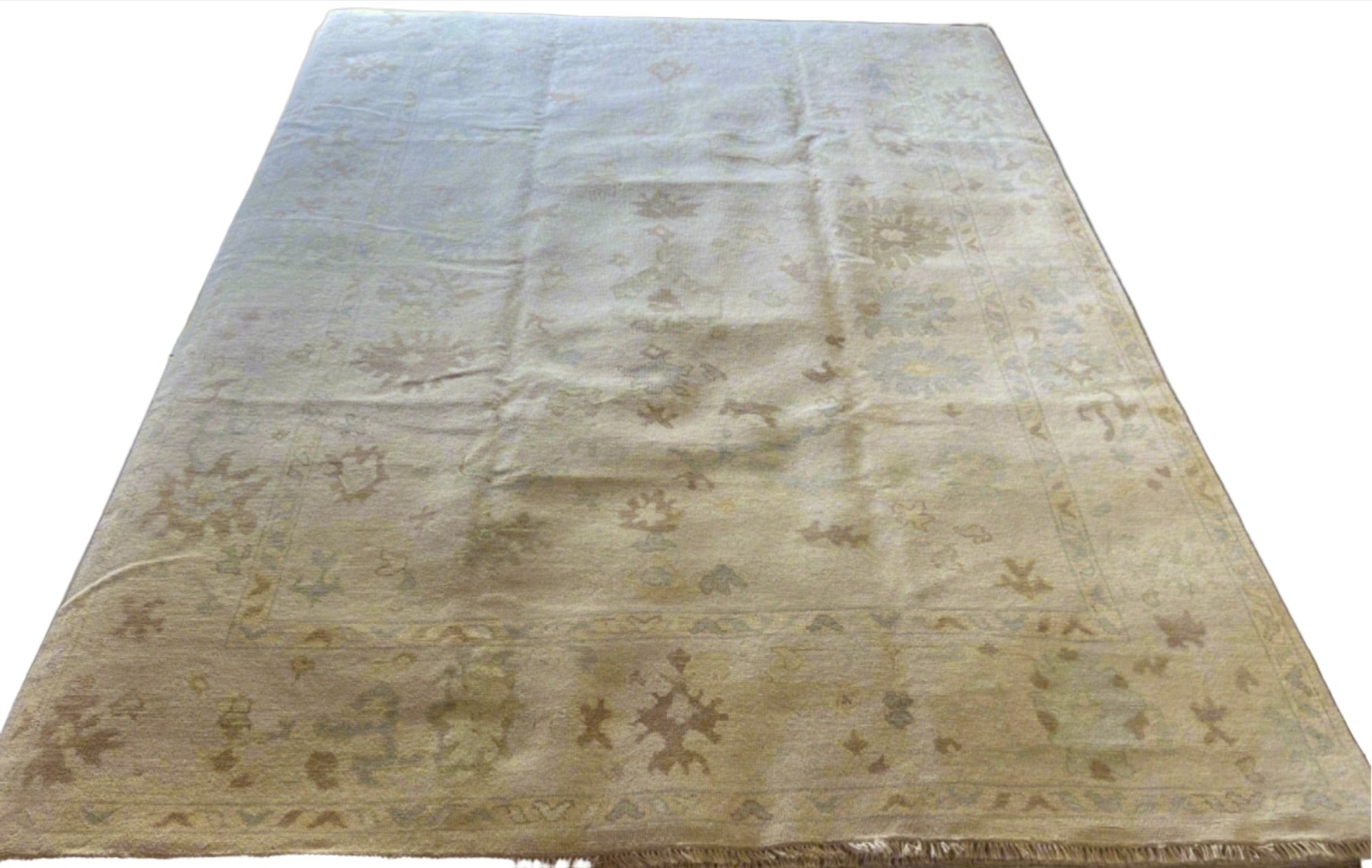 Jess 9.0x12.0 Hand-Knotted Cream and Silver Oushak | Banana Manor Rug Factory Outlet