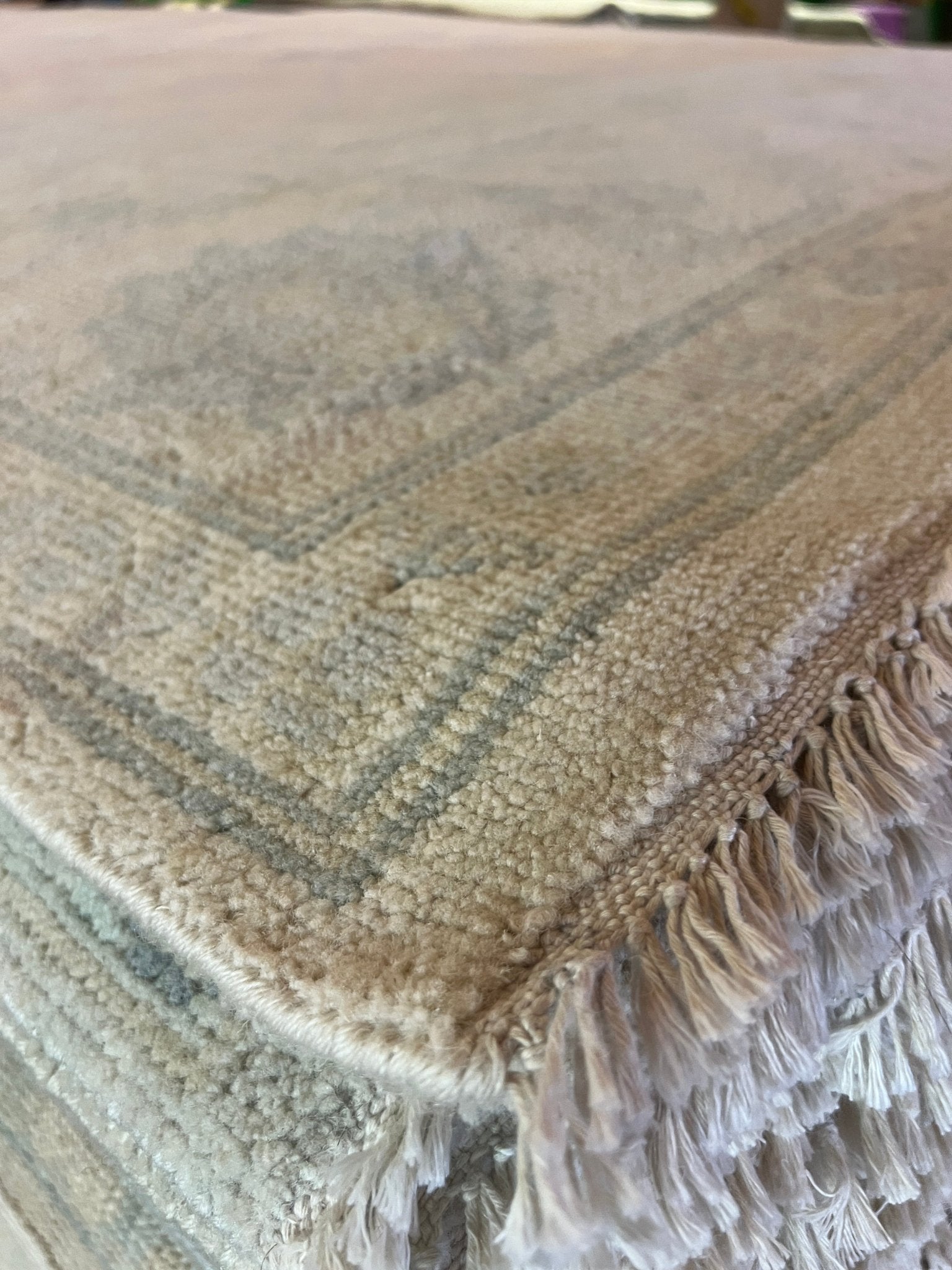 Judit 8x10.3 Hand-Knotted Cream and Blue Oushak | Banana Manor Rug Factory Outlet