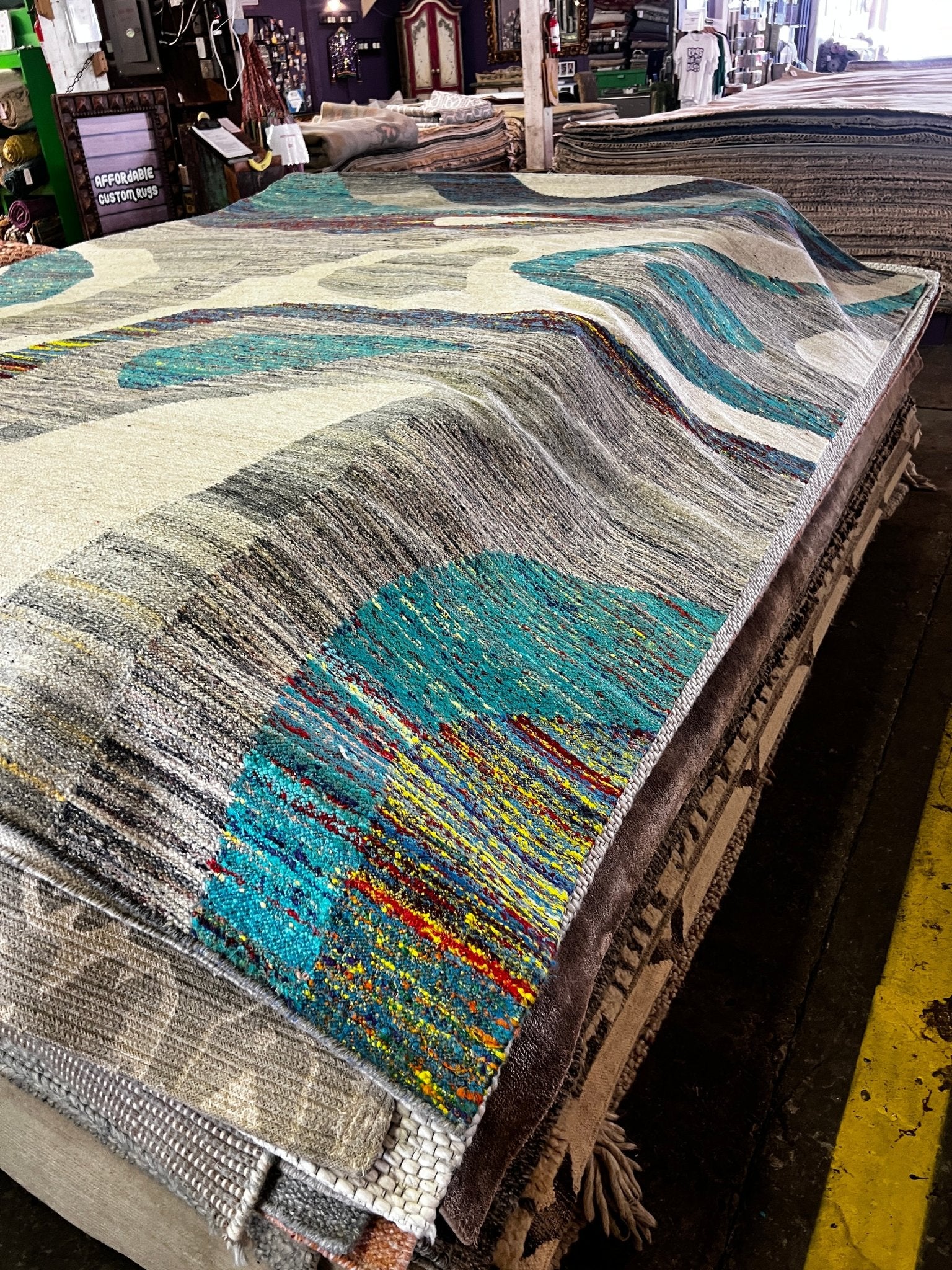 Krewe Boheme 8x9.9 Handwoven Beige Mix Modern Durrie | Banana Manor Rug Factory Outlet