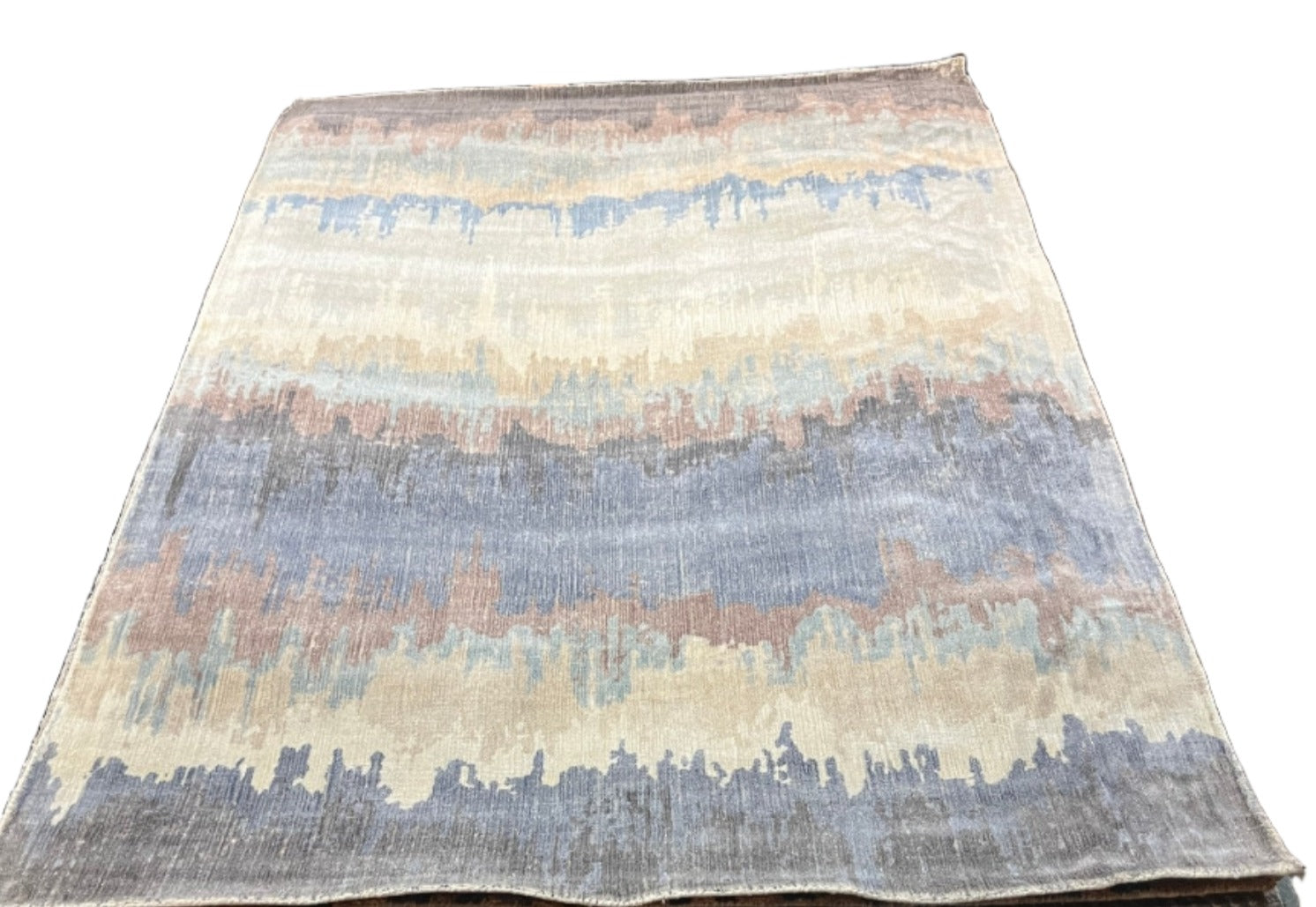 Pygmalion 5.3x7.9 Handwoven Aqua & Ivory Printed Viscose | Banana Manor Rug Factory Outlet