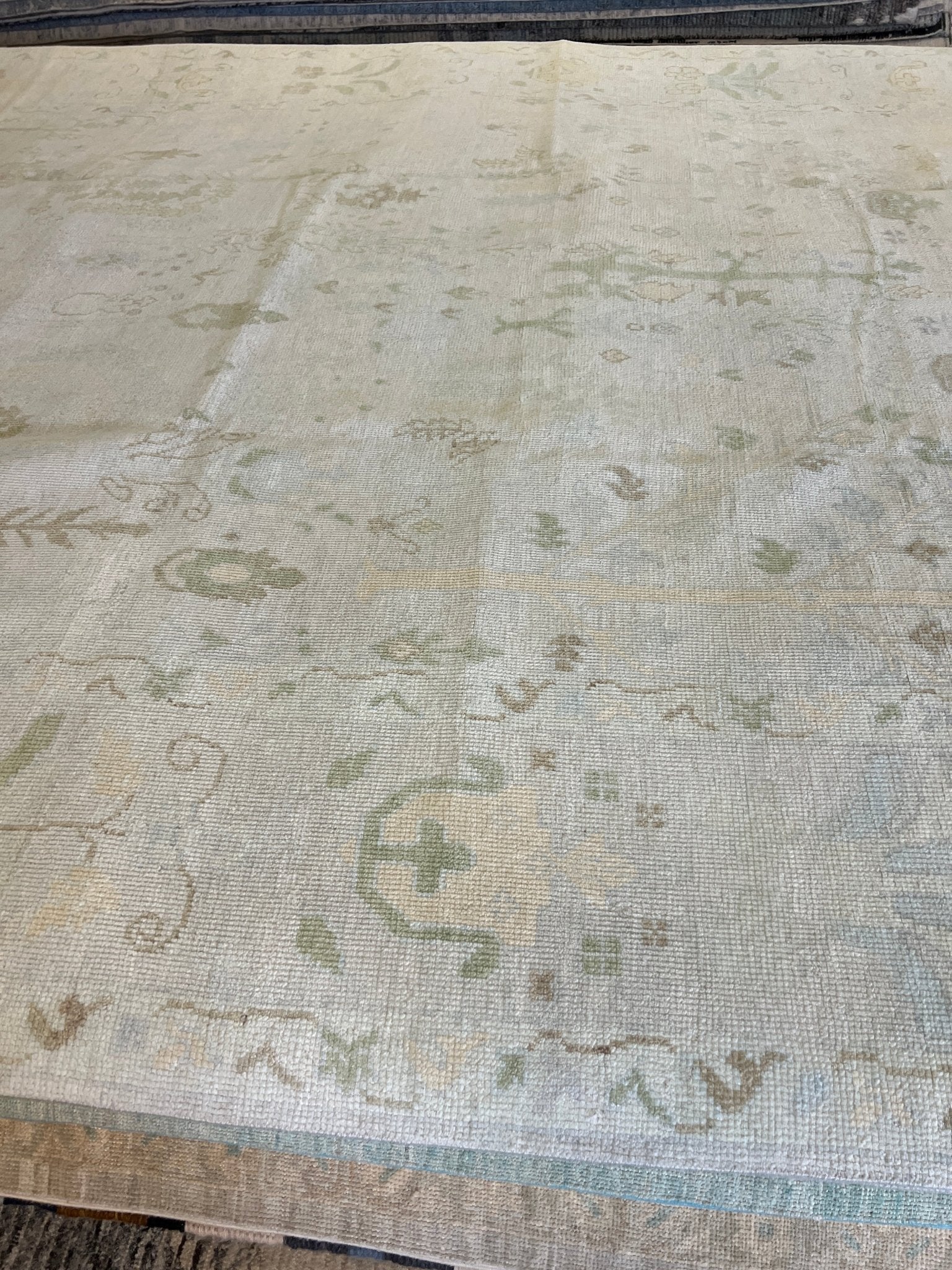 Ruth 10x14.4 Hand-Knotted Silver and Green Oushak | Banana Manor Rug Factory Outlet