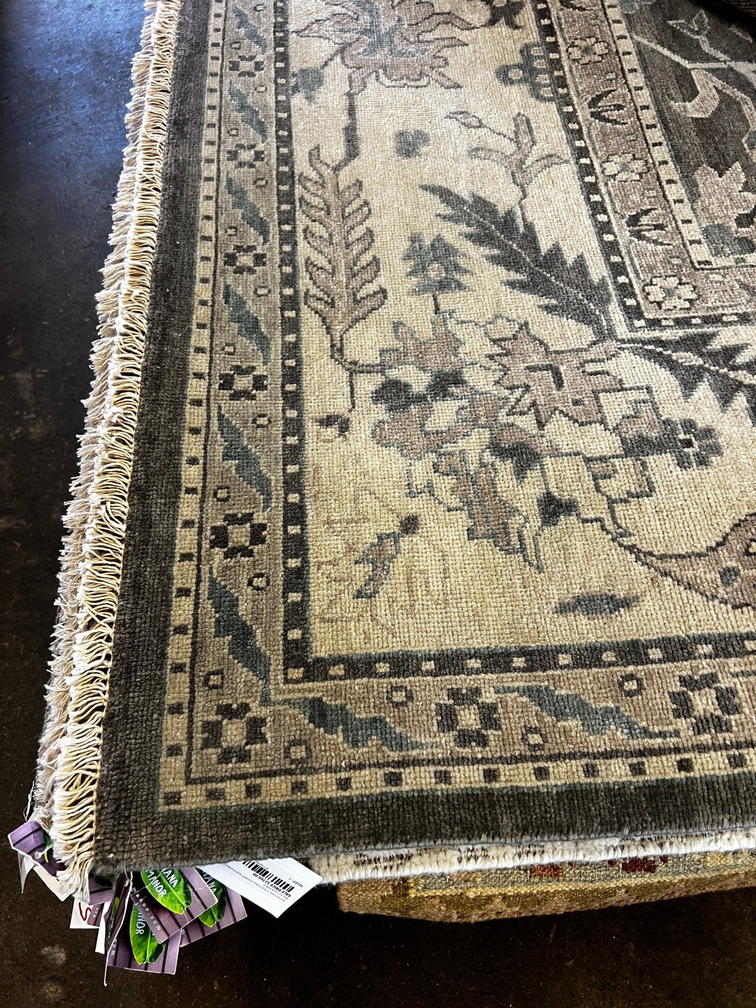 Ryder 10x14 Dark Grey and Ivory Hand-Knotted Oushak Rug | Banana Manor Rug Factory Outlet