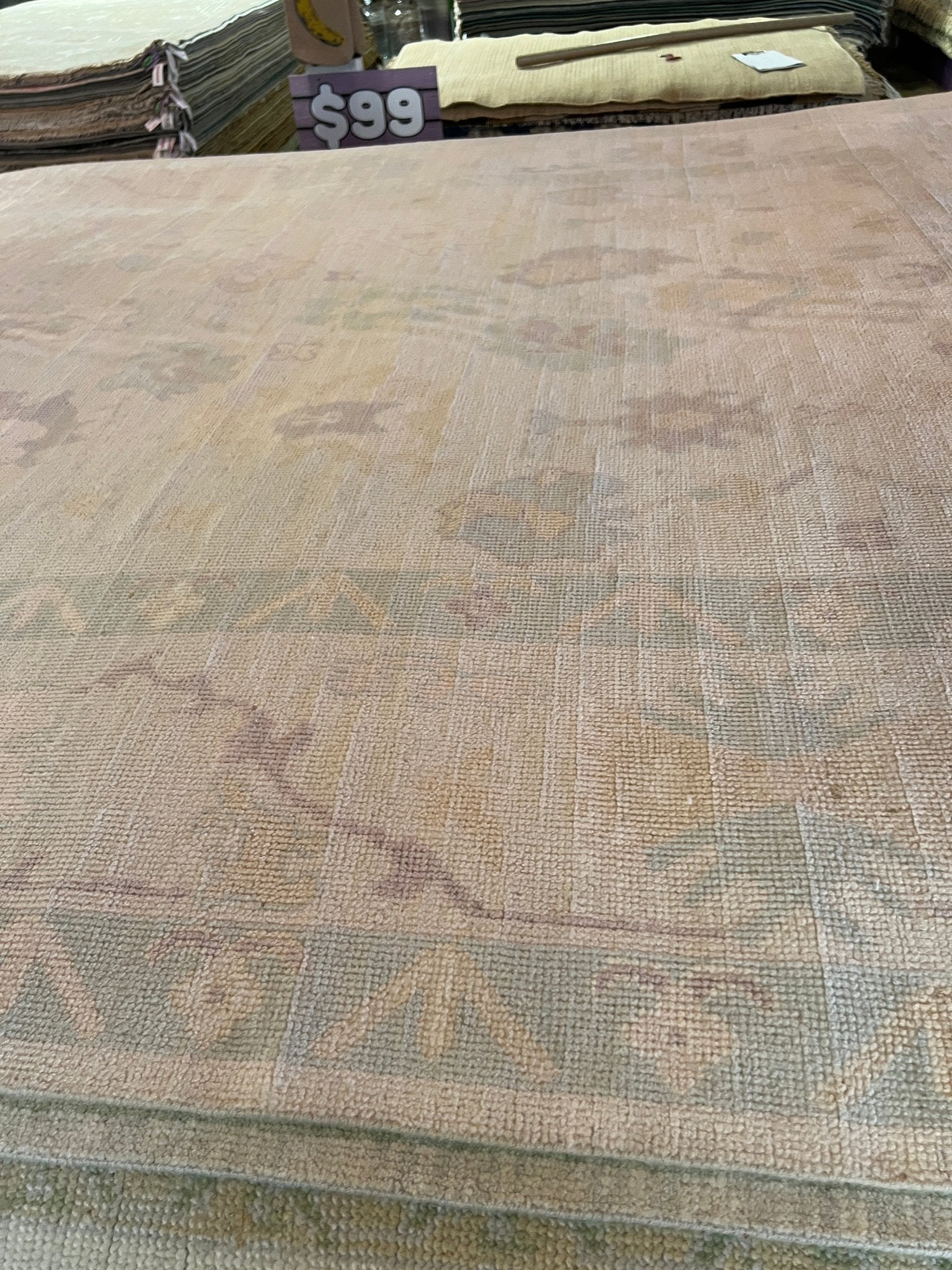Sakina 7.10x10 Hand-Knotted Cream and Lavender Oushak | Banana Manor Rug Factory Outlet