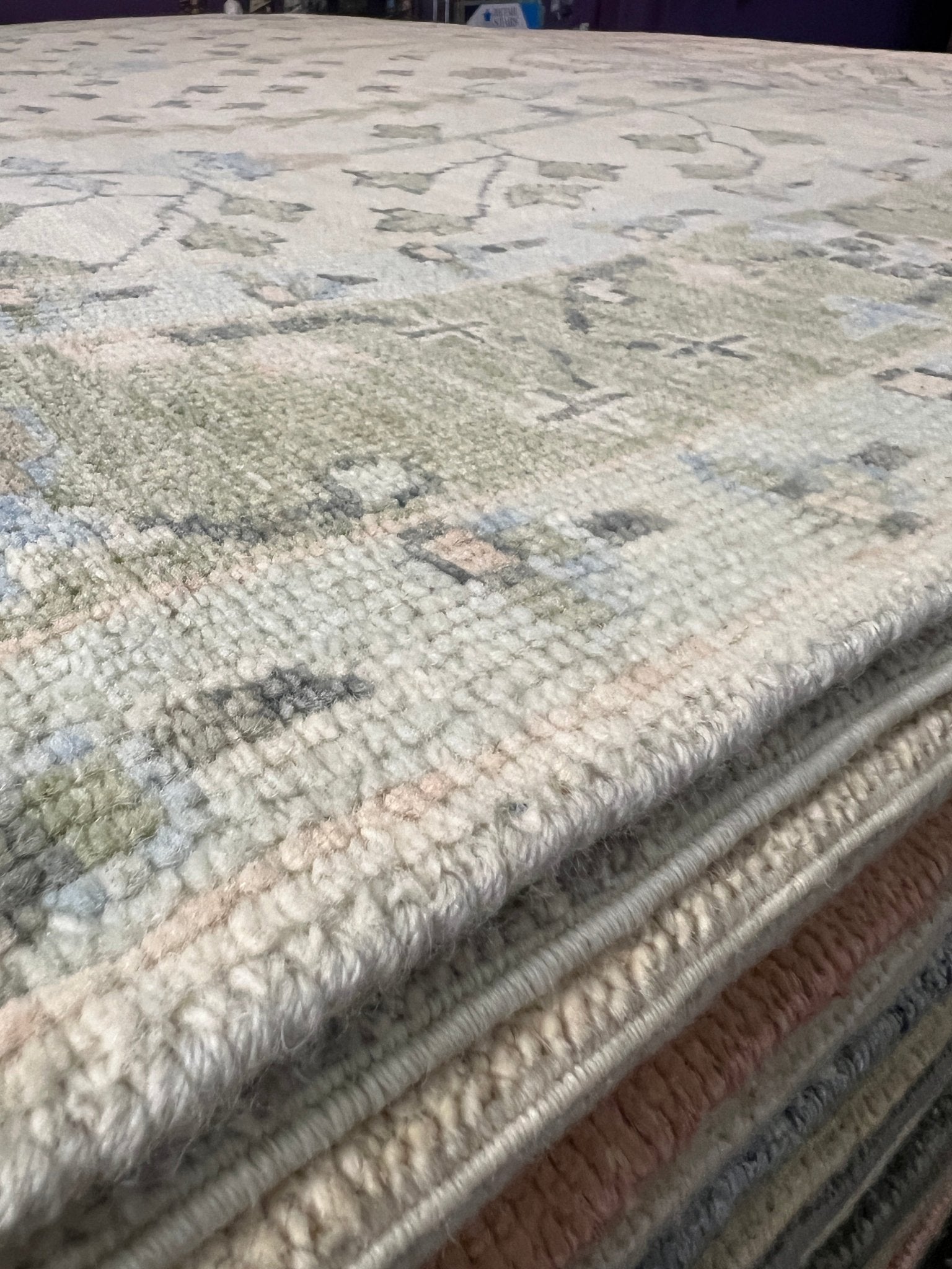 Stephanie Boucher 5.8x8.10 Hand-Knotted Silver and Green Oushak | Banana Manor Rug Factory Outlet