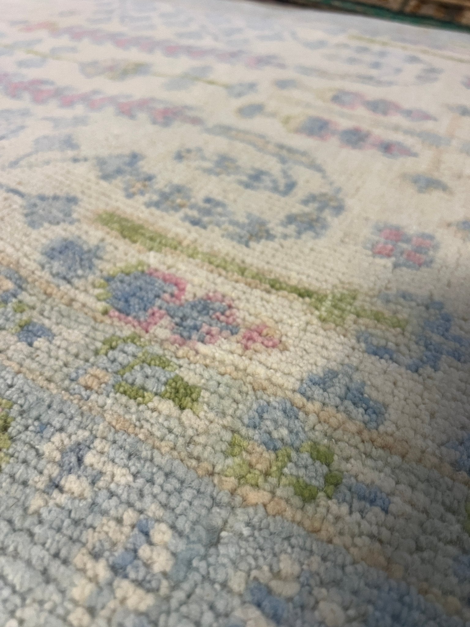 The Ghost 3.0x5.2 Hand-Knotted Cream and Blue Oushak | Banana Manor Rug Factory Outlet