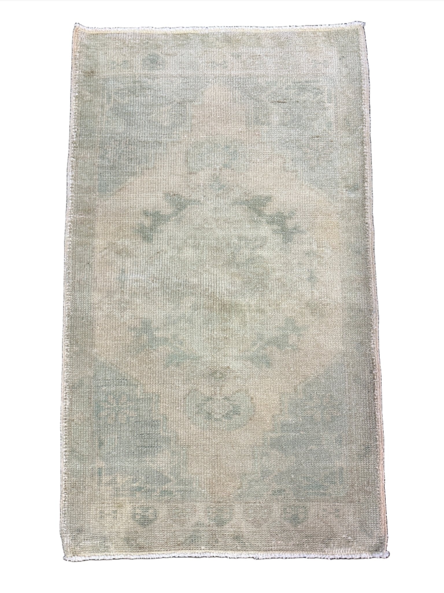 Vintage 1.10x3.1 Turkish Oushak Silver and Beige Small Rug | Banana Manor Rug Factory Outlet