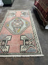 Vintage 1.10x3.6 Turkish Oushak Pink and Gray Small Rug | Banana Manor Rug Factory Outlet