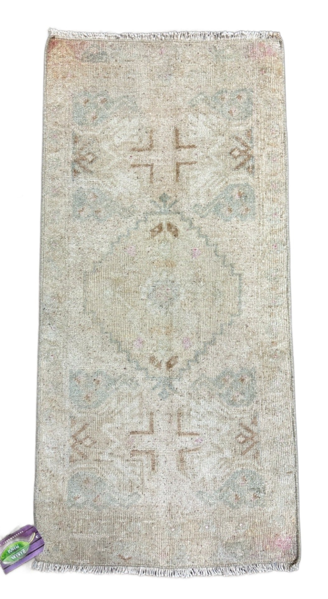 Vintage 1.6x3.1 Grey and Tan Turkish Oushak Small Rug | Banana Manor Rug Factory Outlet
