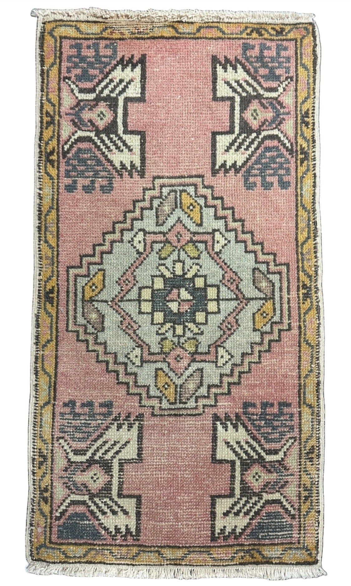 Vintage 1.9x3.4 Turkish Oushak Light Pink and Gray Small Rug | Banana Manor Rug Factory Outlet