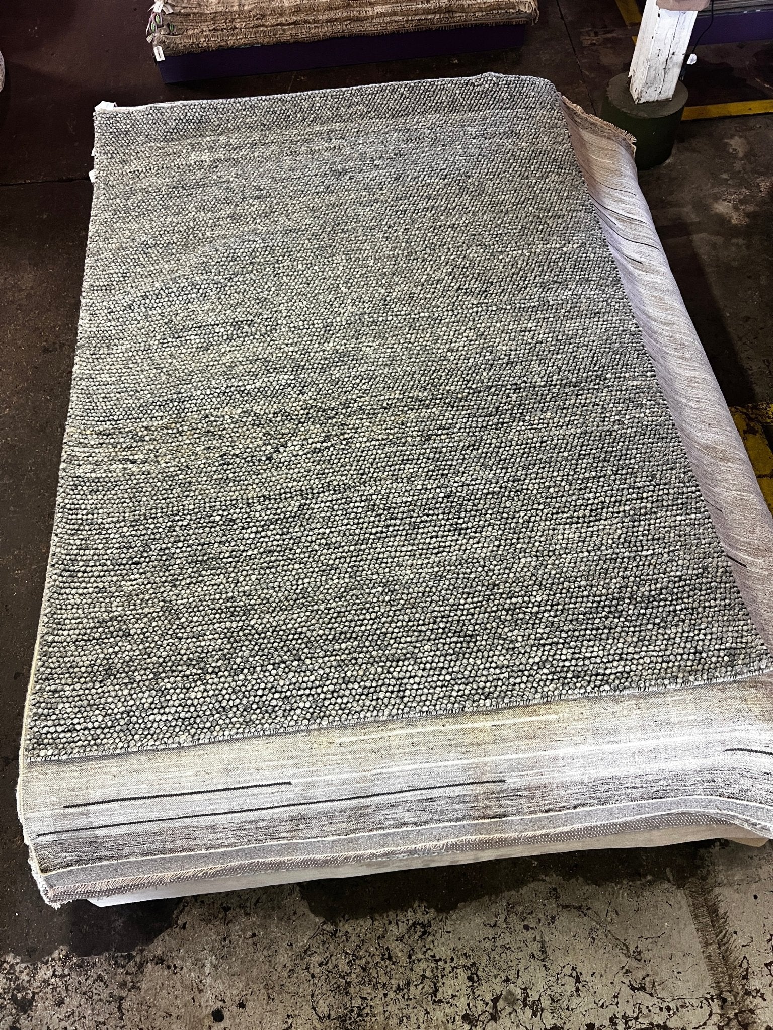 Walter Scott 6.6x9 Handwoven Wool Durrie Natural Grey Loop Ball | Banana Manor Rug Factory Outlet