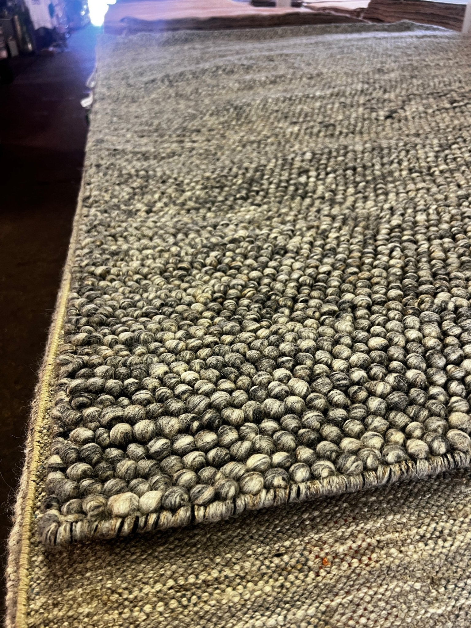 Walter Scott 6.6x9 Handwoven Wool Durrie Natural Grey Loop Ball | Banana Manor Rug Factory Outlet