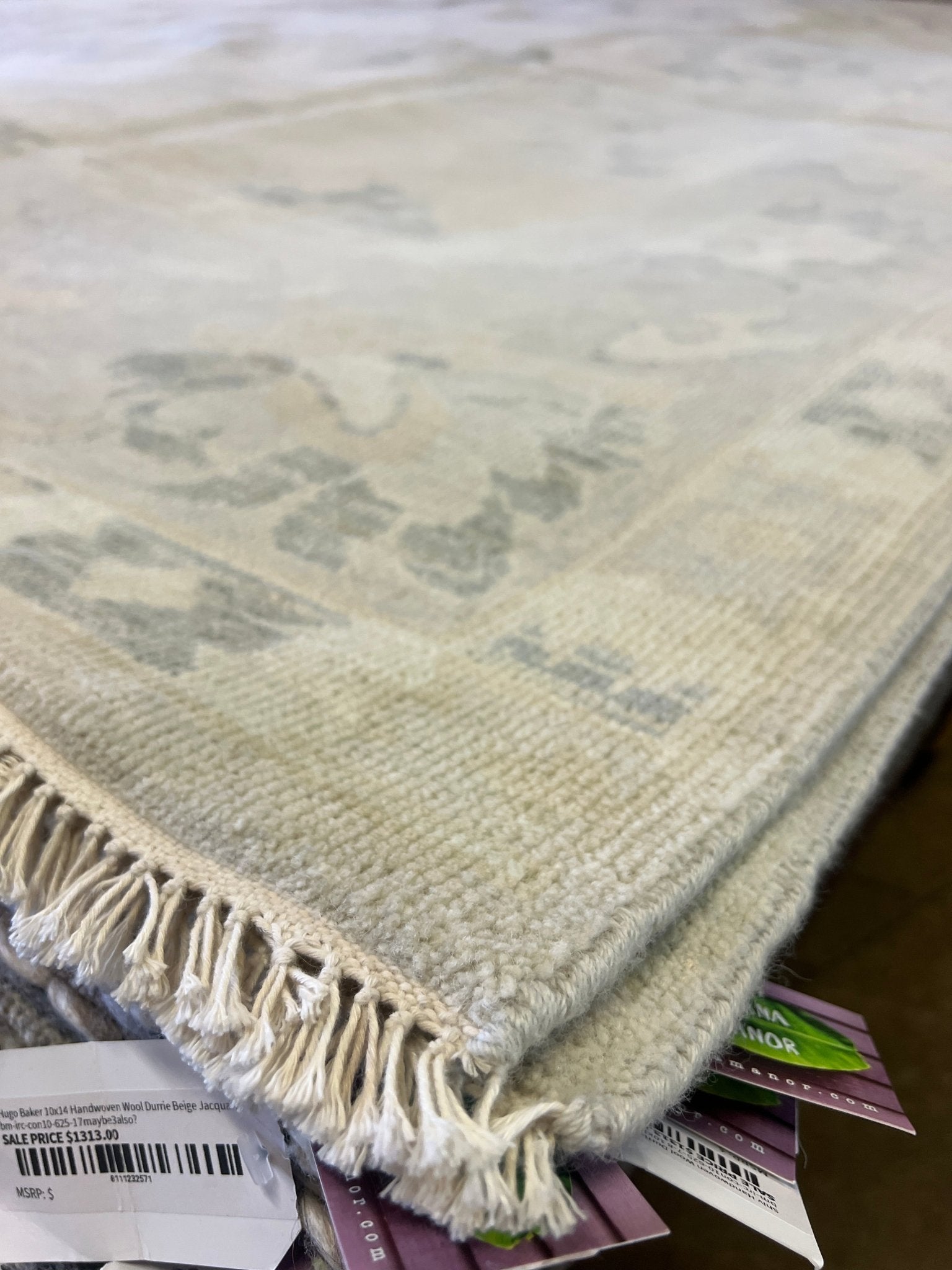 Zhenya 9.10x14.4 Hand-Knotted Cream and Gray Oushak | Banana Manor Rug Factory Outlet