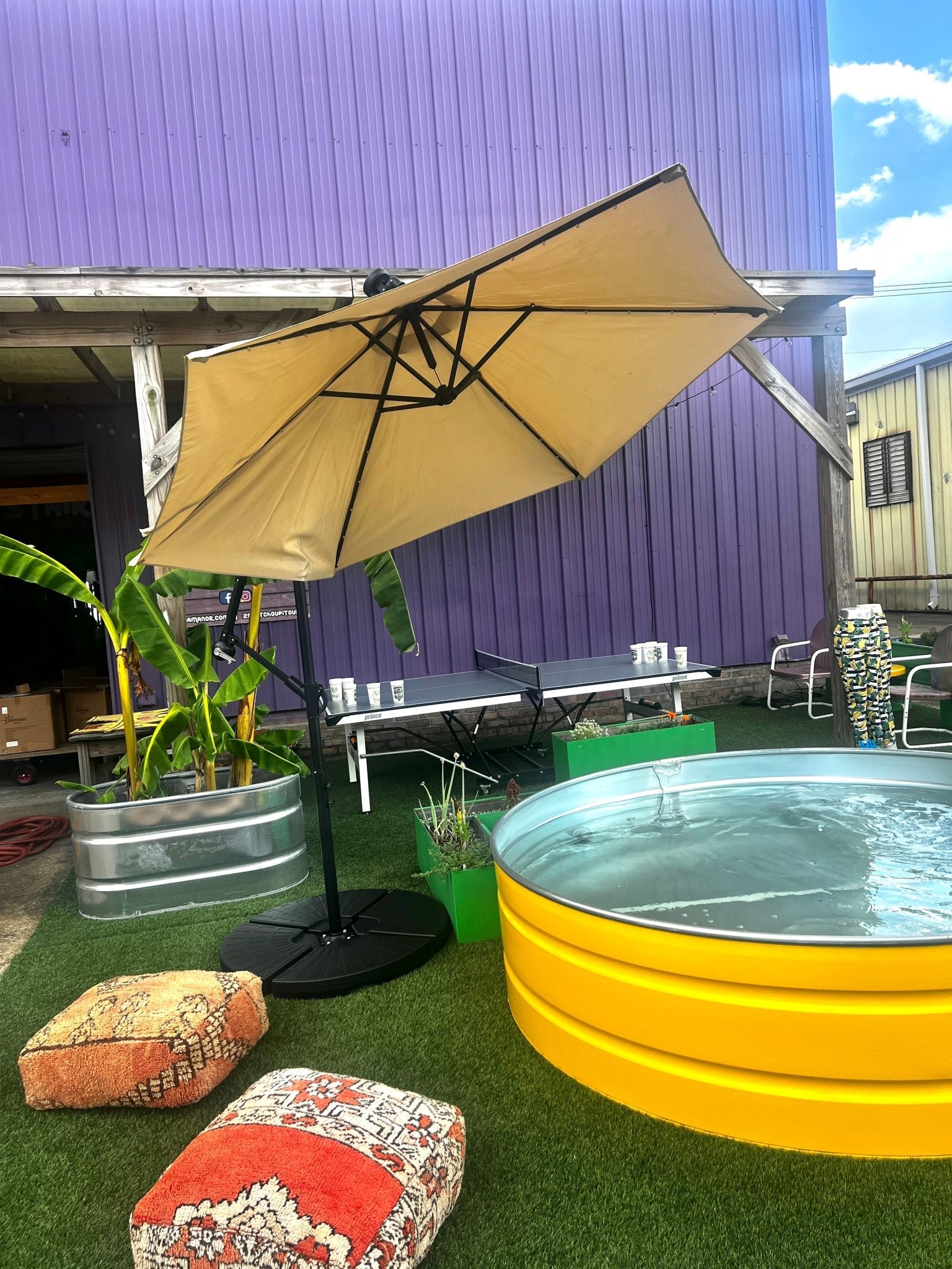 10 ft. Solar Cantilever Offset Market Patio Umbrella w/out Weighted Base 10 ft. Solar Cantilever Offset Market Patio Umbrella w/out Weighted Base
