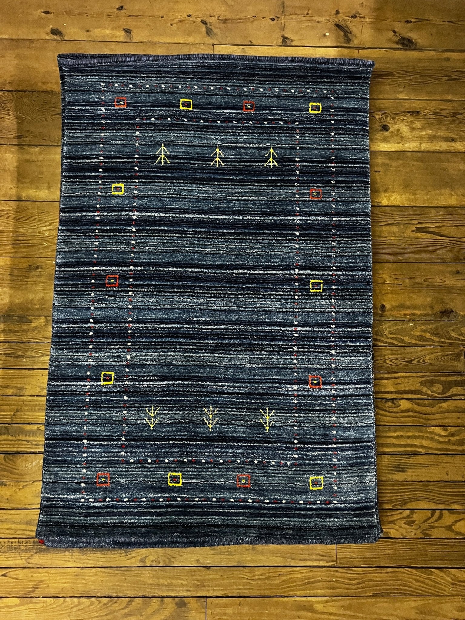 3x4.9 Blue Handwoven Gabbeh Rug | Banana Manor Rug Factory Outlet