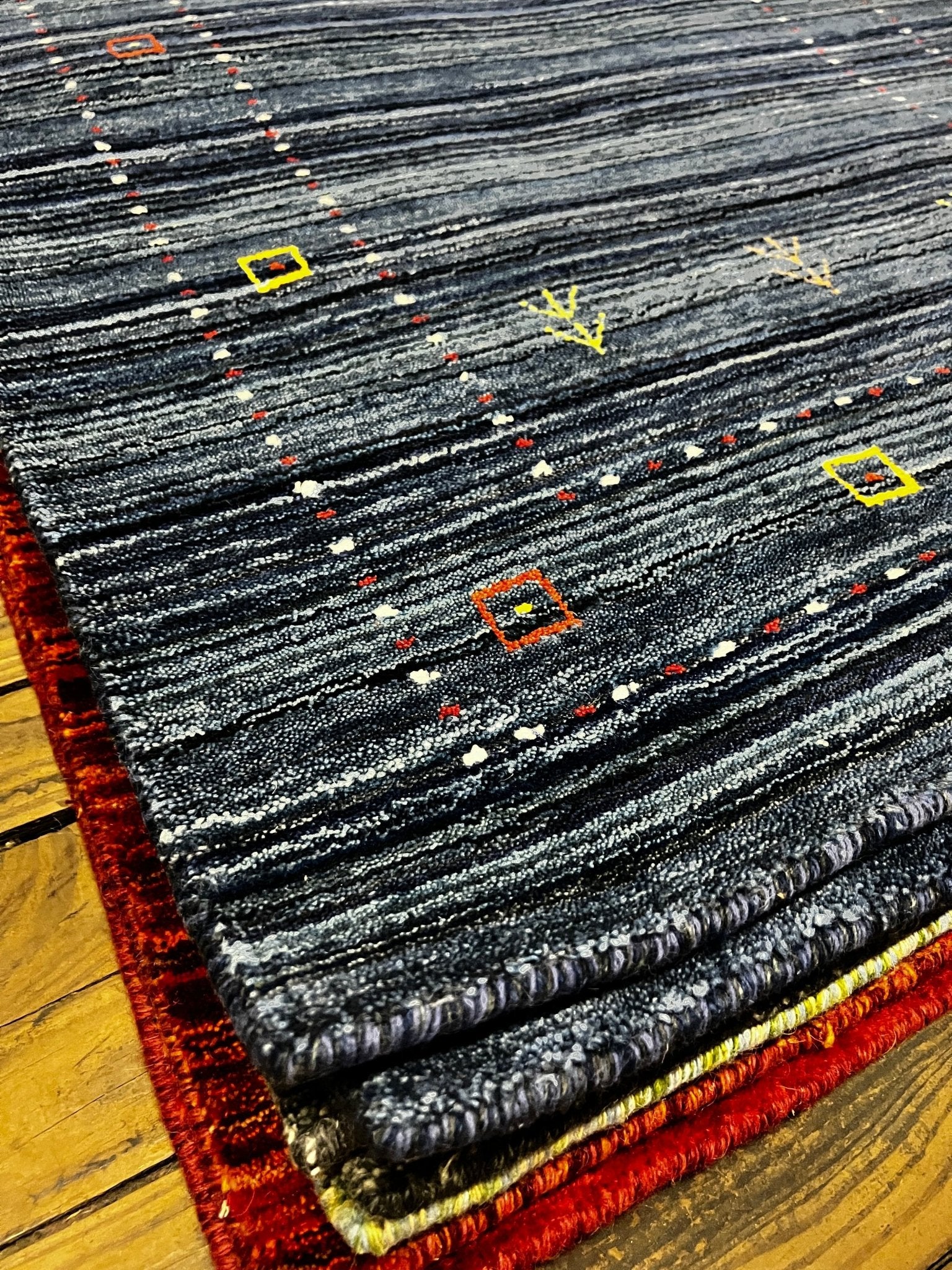 3x4.9 Blue Handwoven Gabbeh Rug | Banana Manor Rug Factory Outlet